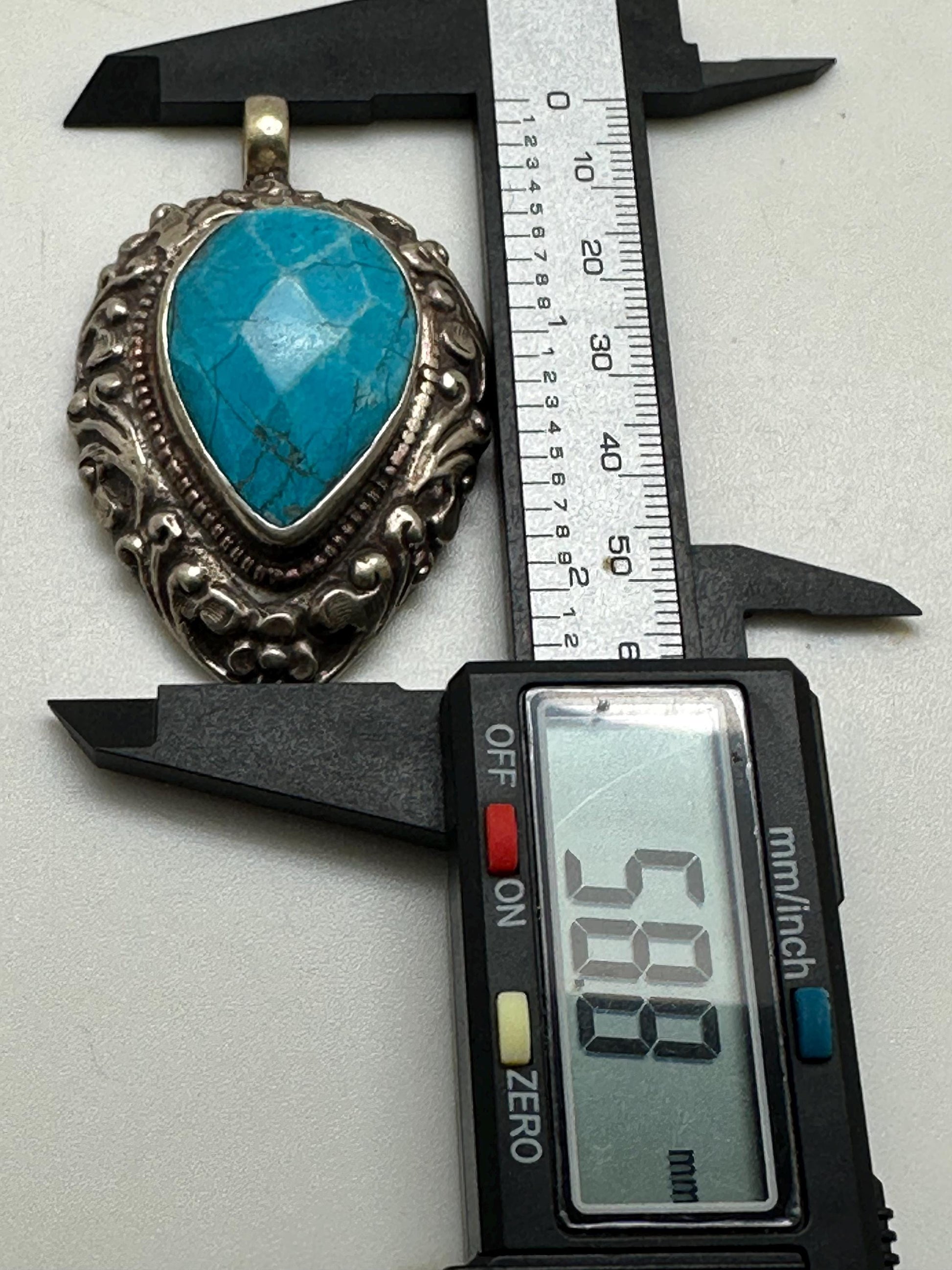 large pendant, blue stone pendant, handcrafted, tibetan silver, ethnic style,58mmX37mm