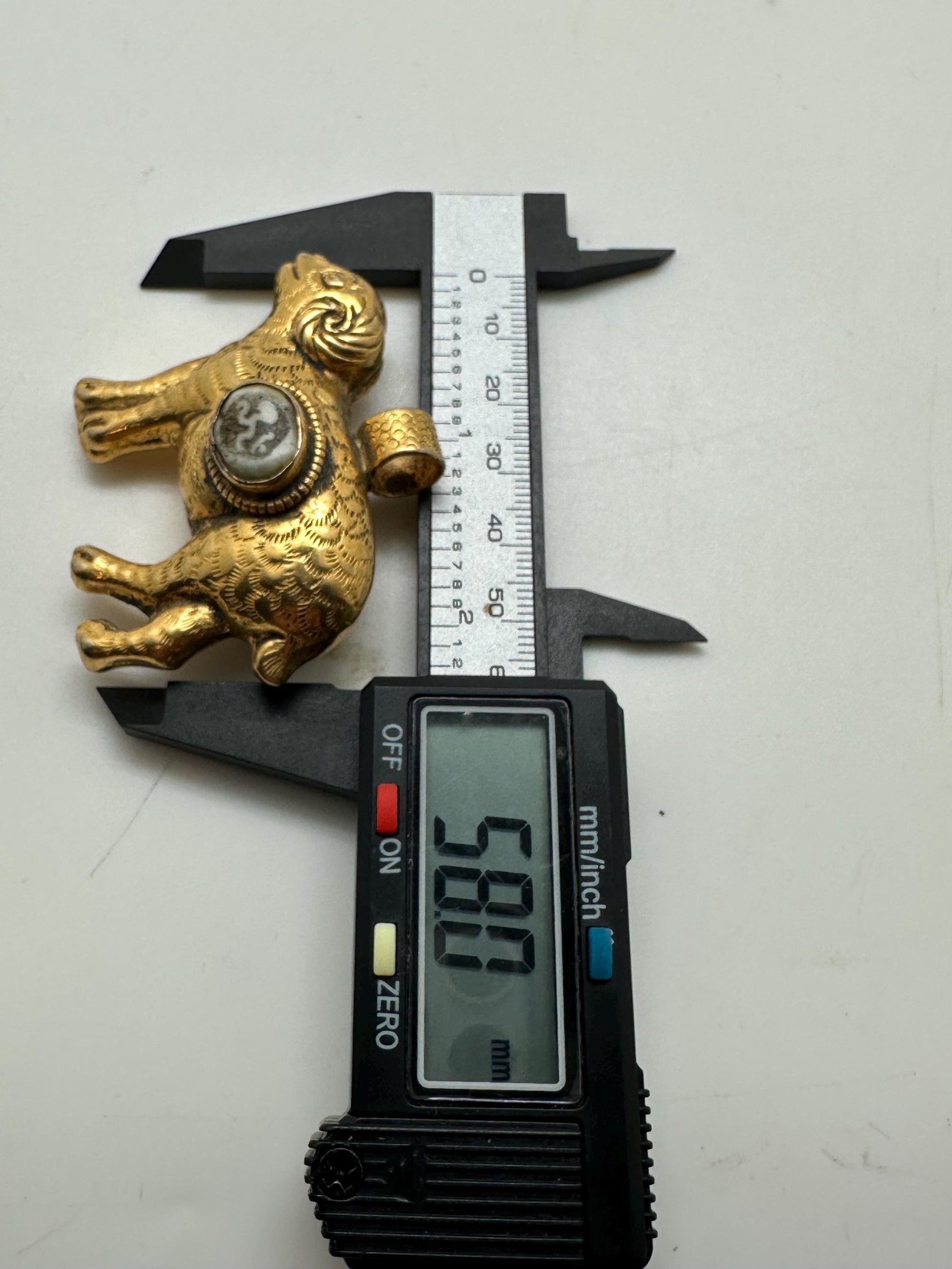 Sheep pendant, Om pendant, gold plated,handcrafted,animal lover,Tibetan silver,58mmX48mm