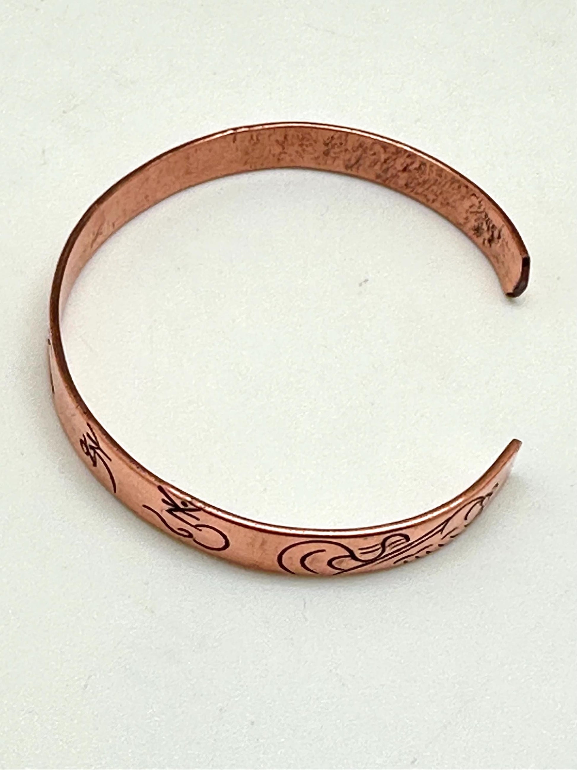Handcrafted Copper Cuff Bracelet, Om Mani Padme Hum Mantra, Nepalese