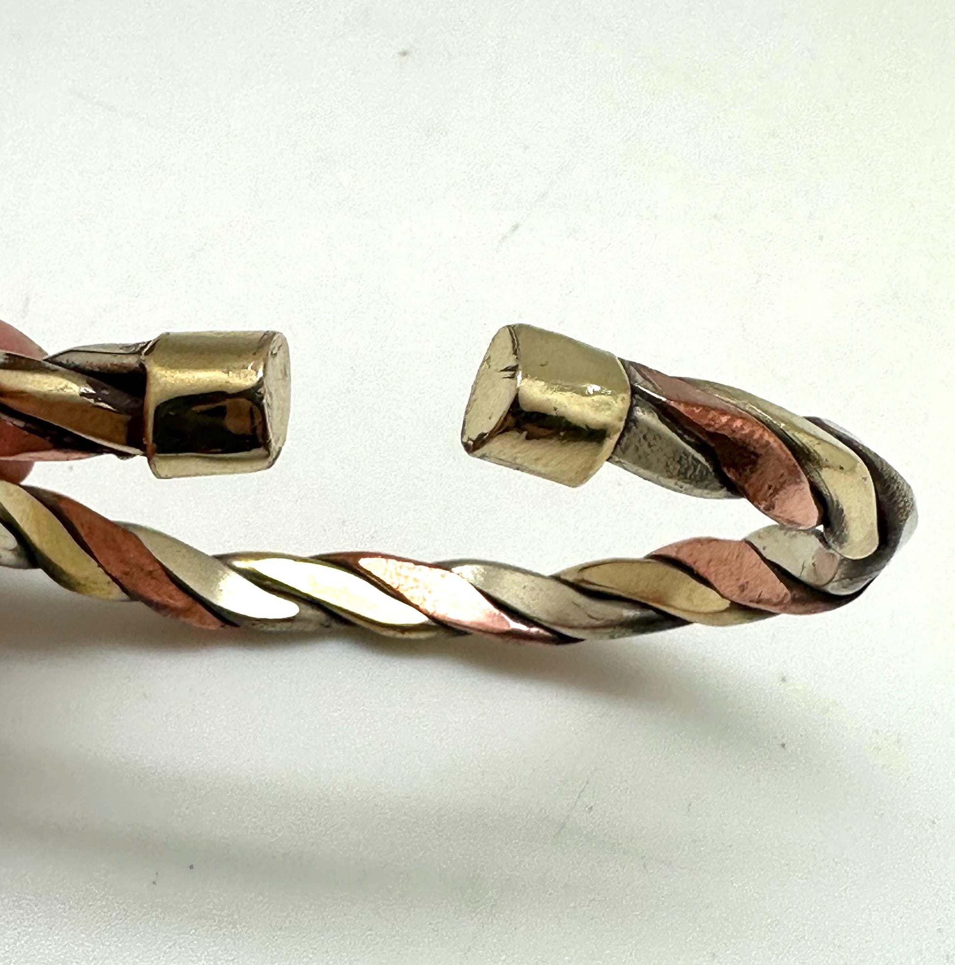 Handcrafted Twisted Metal Cuff Bracelet, Copper Brass Silver, Adjustable Bangle