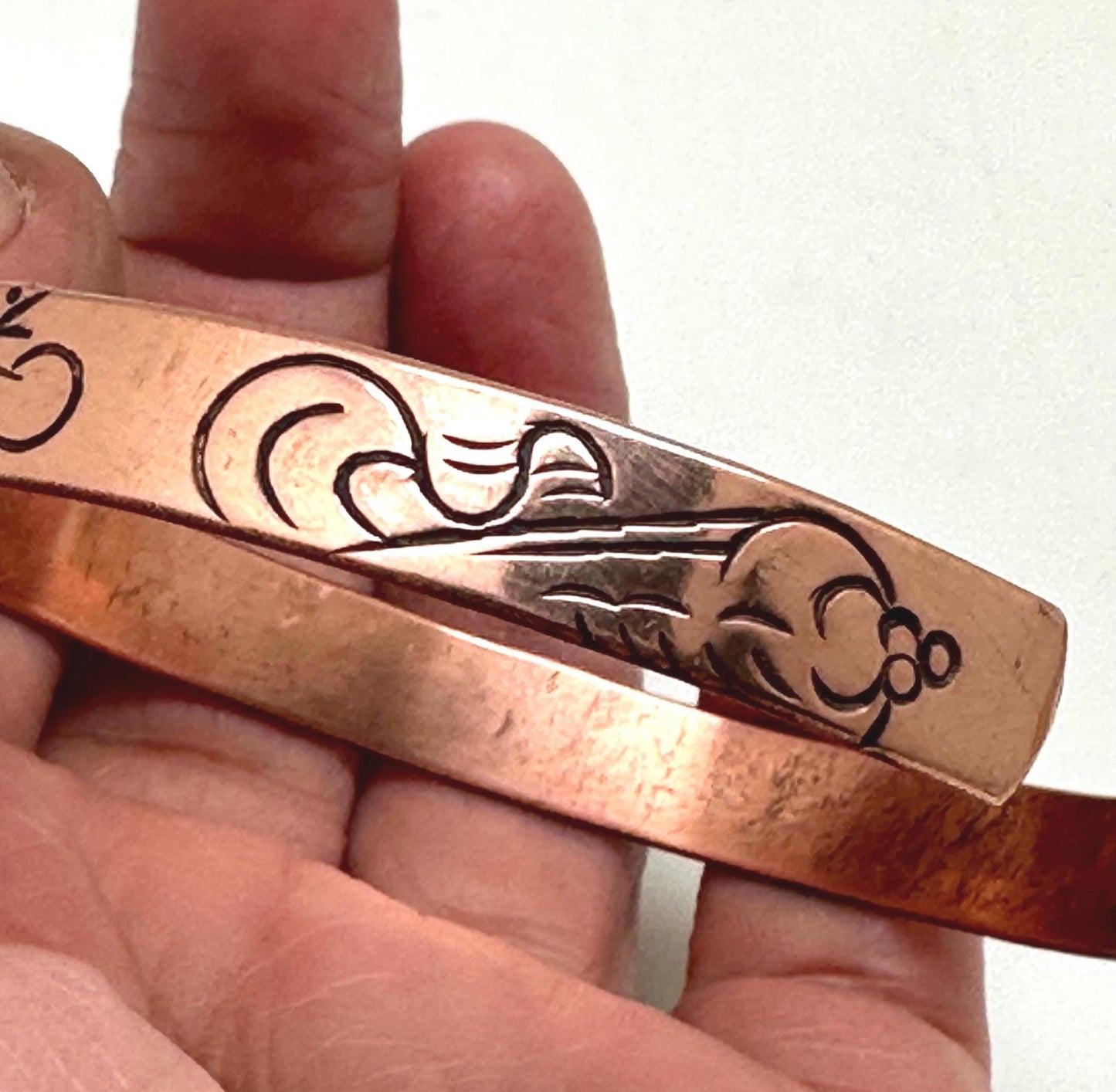 Handcrafted Copper Cuff Bracelet, Om Mani Padme Hum Mantra, Nepalese