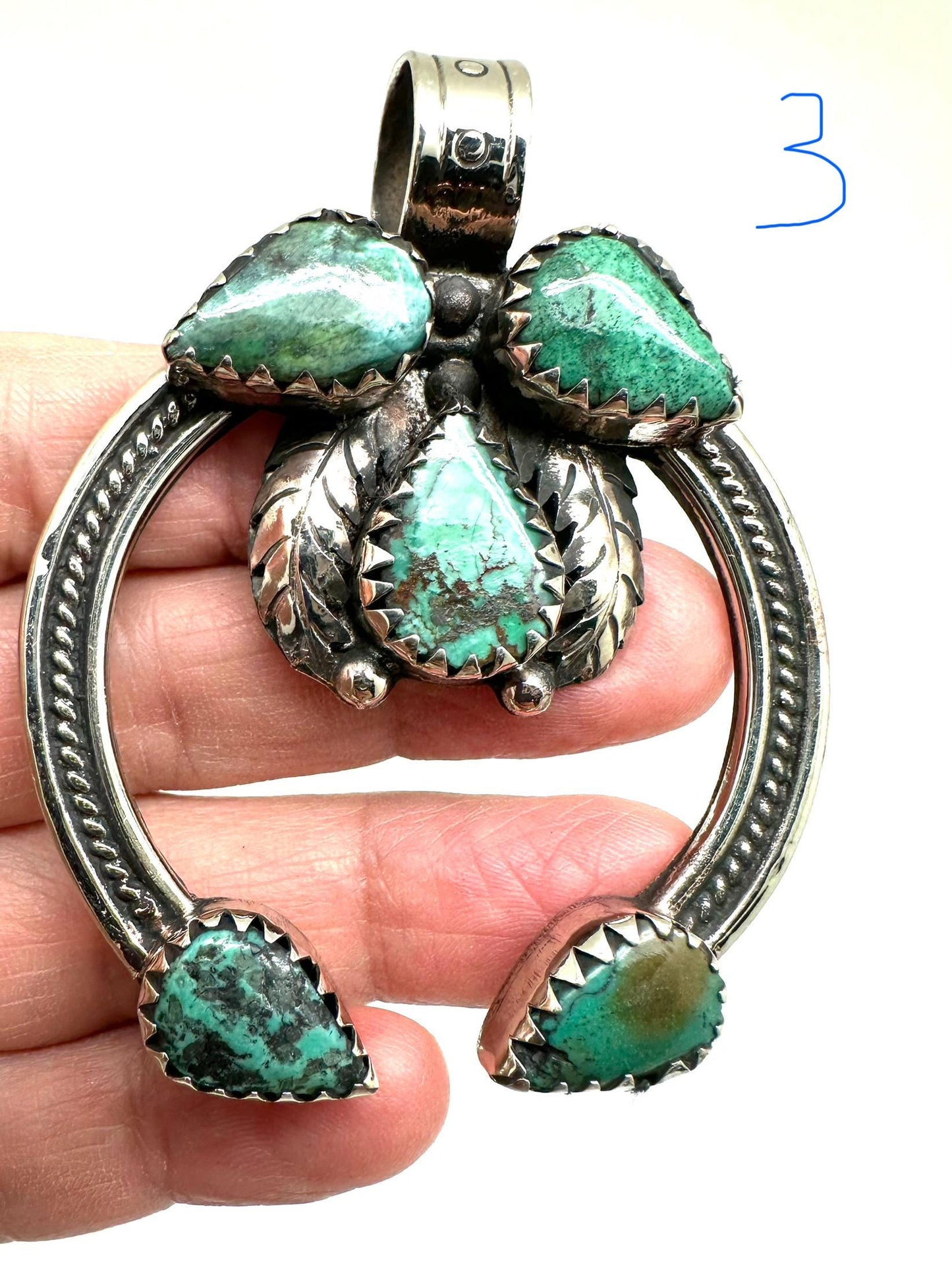 Blossom pendant, turquoise pendant, handcrafted,tibetan silver, 51.2mmX64.2mm