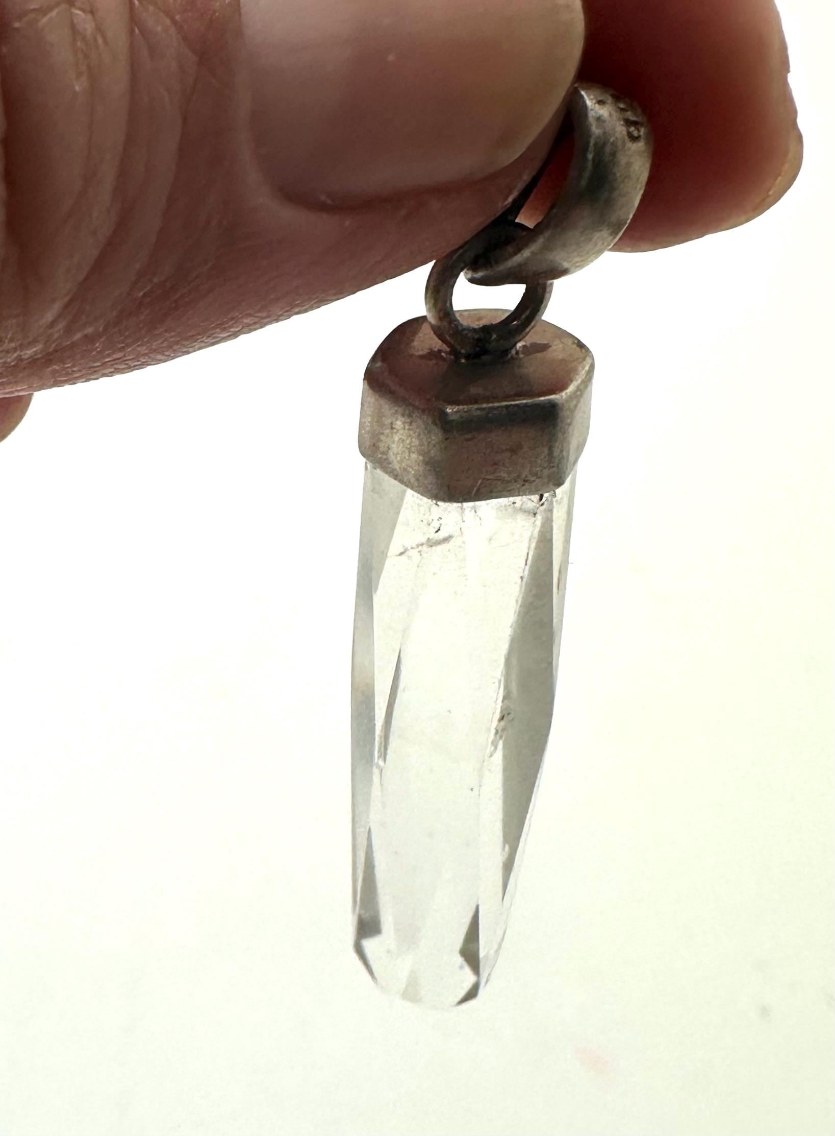 Quartz crystal point pendant, handcrafted, sterling silver,Nepalese,54mmX11mm