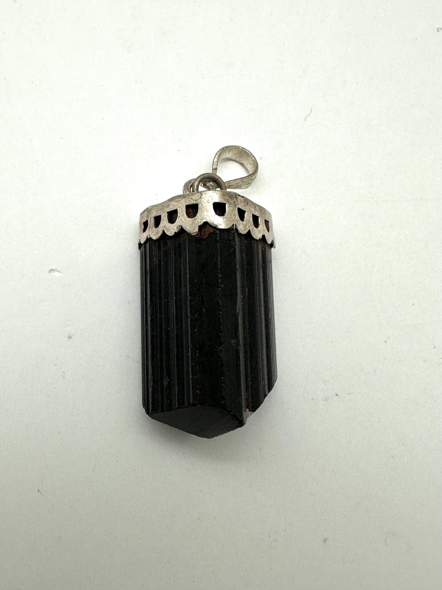 black tourmaline pendant, handcrafted ,sterling silver,39mmX16.6mm