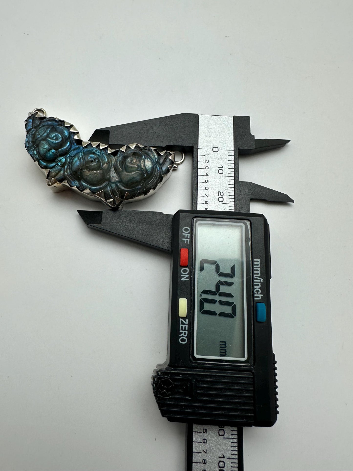 Handcrafted Labradorite Rose Pendant, Tibetan Silver, Nepal