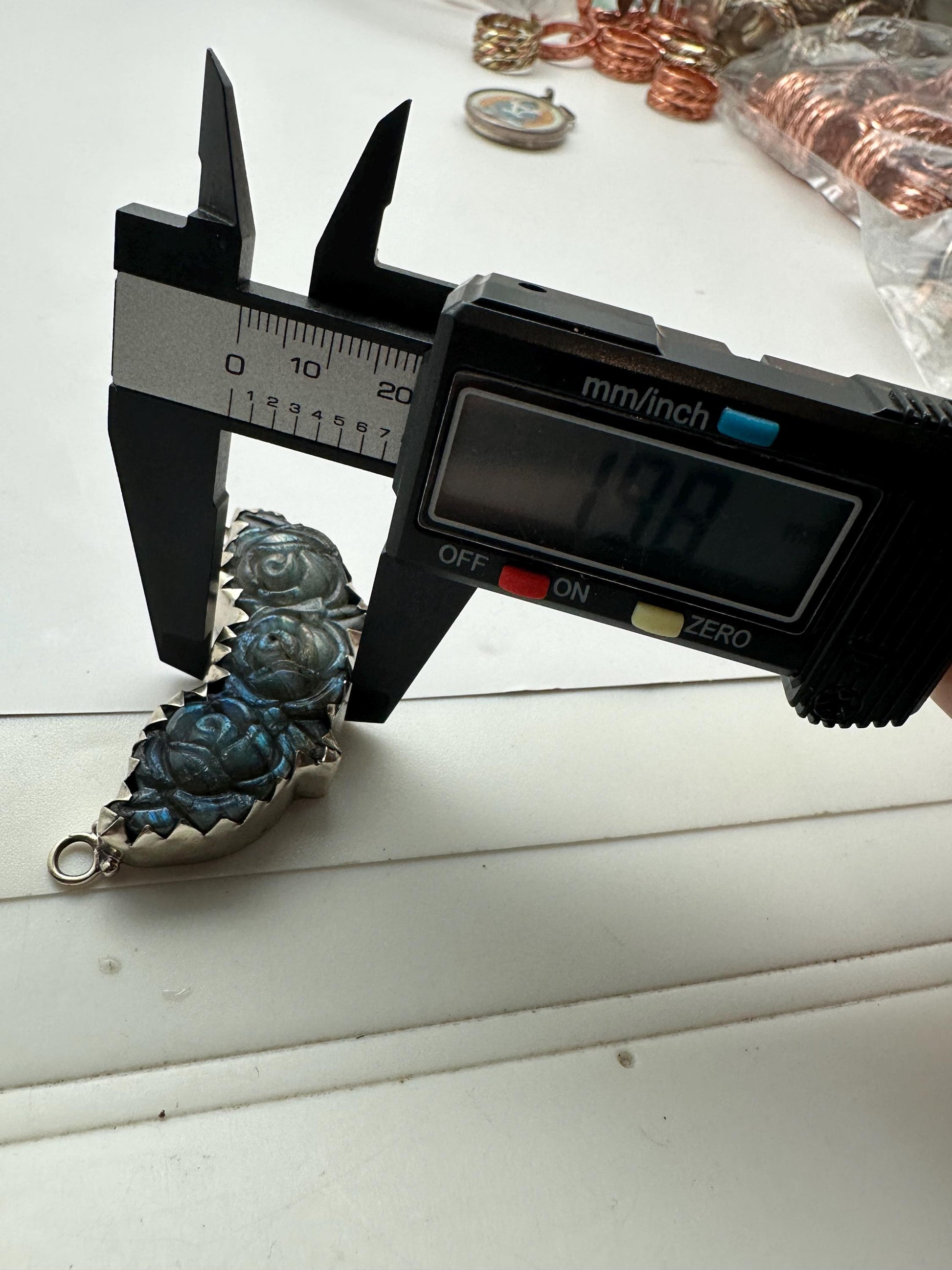 Handcrafted Labradorite Rose Pendant, Tibetan Silver, Nepal