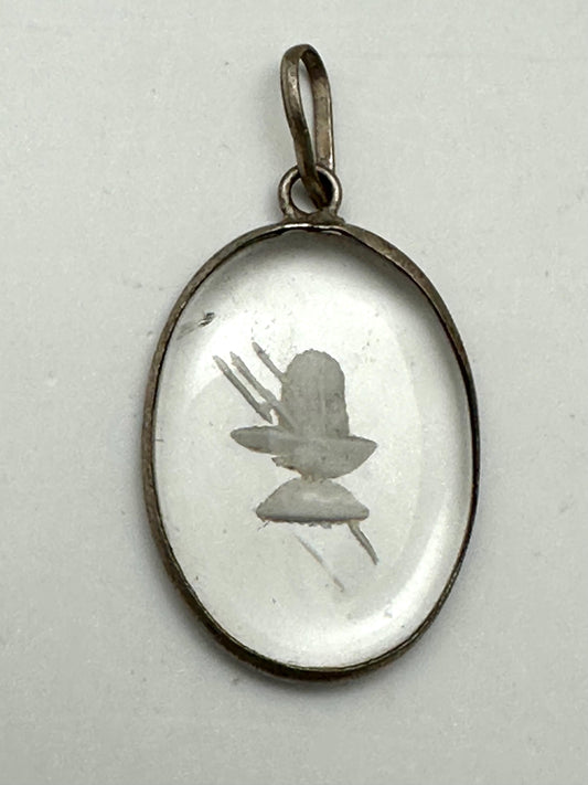 quartz crystal, shiva pendant, handcrafted,sterling silver,Nepalese