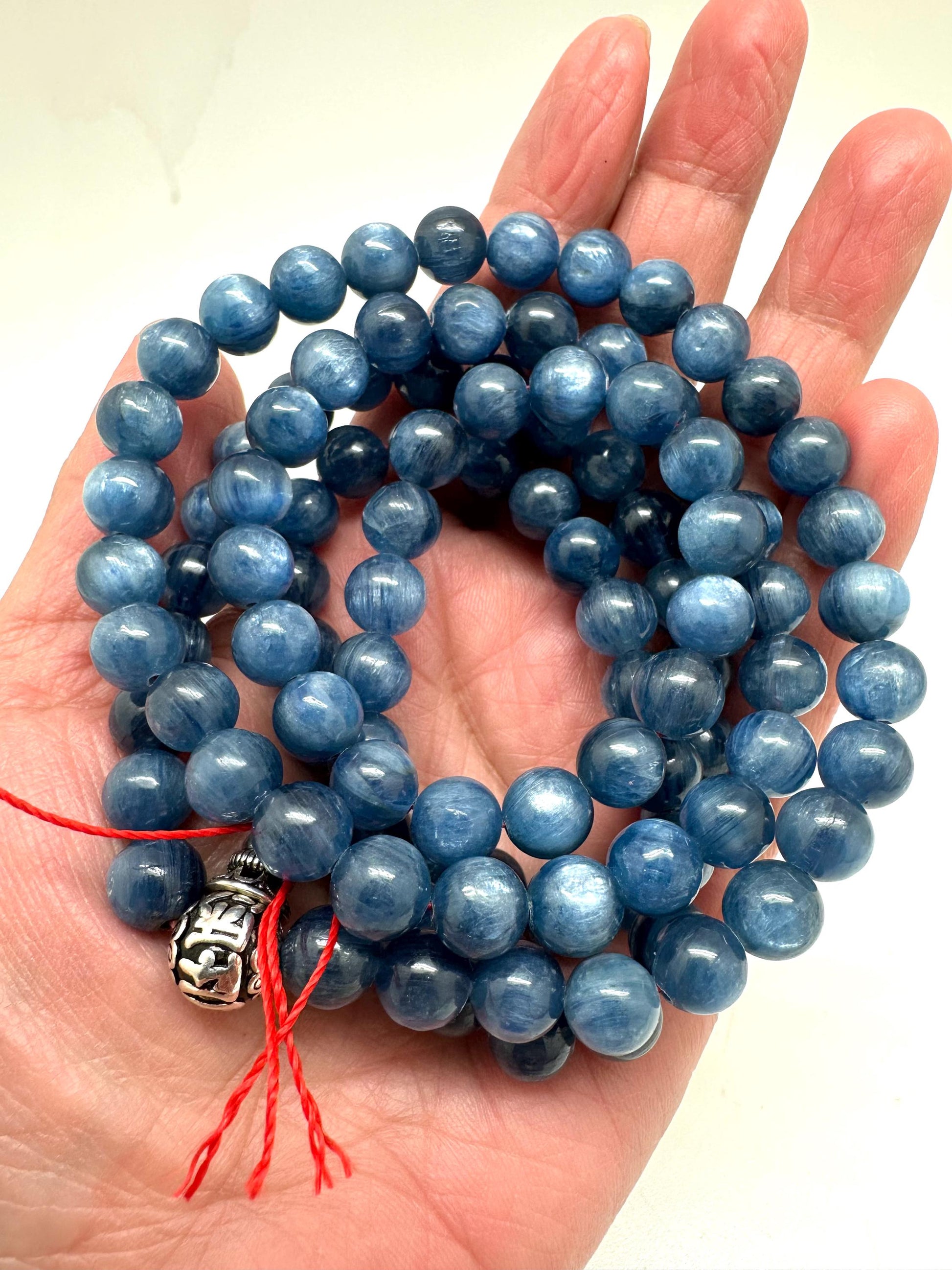 kyanite mala, 108 bead,Tibetan Buddhist prayer beads mala,natural kyanite necklace, handcrafted,