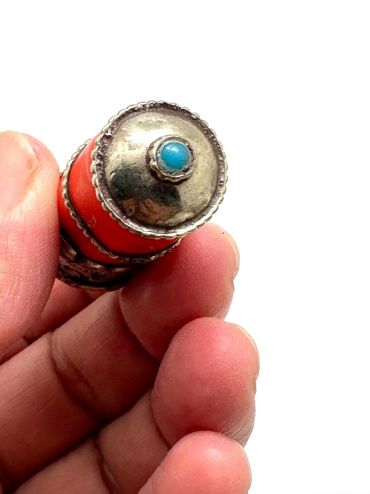 handcrafted,bamboo coral, tibetansilver, turquoise, ethnic style,45X15mm