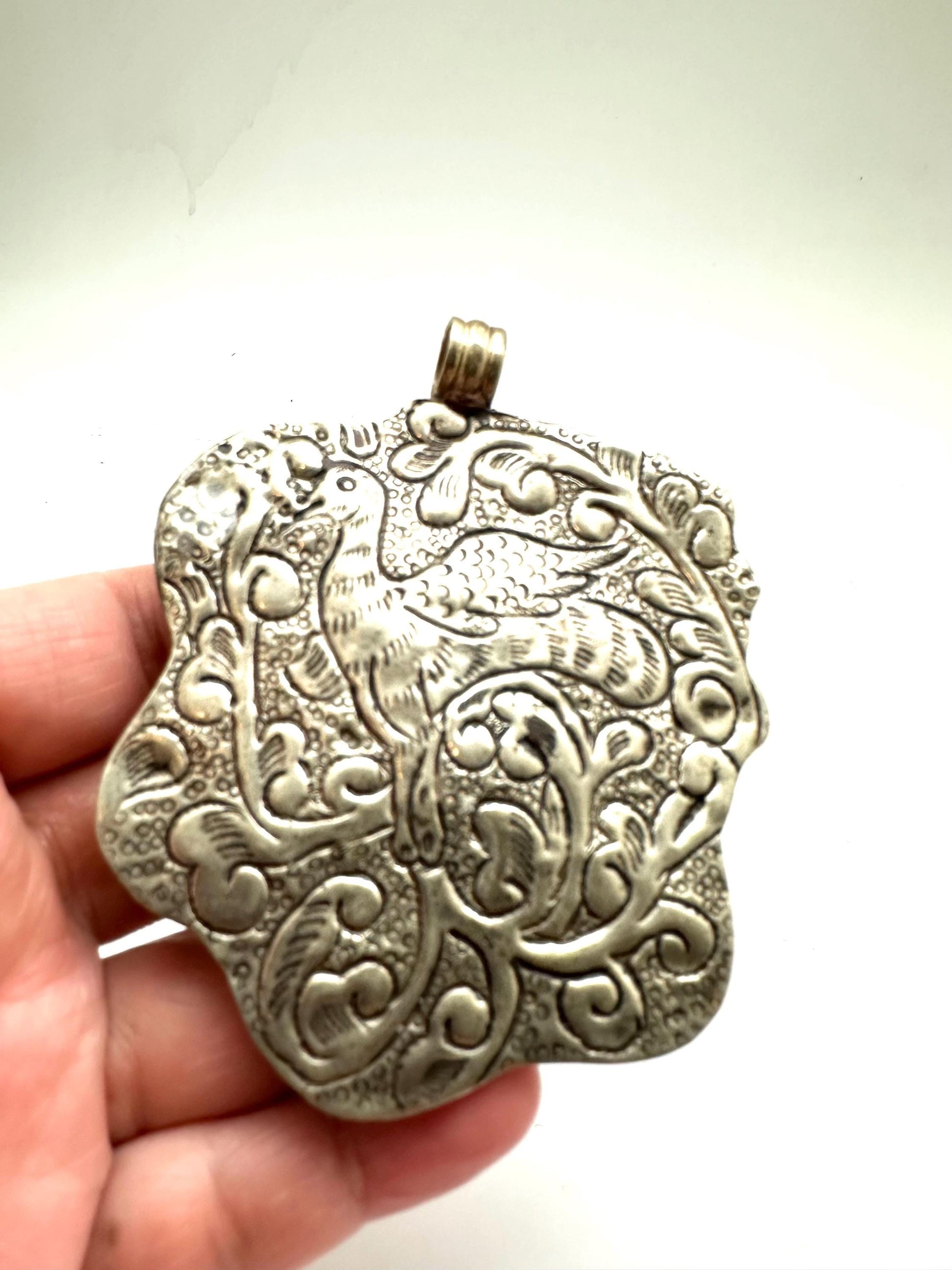 Large dragon pendant,howlite turquoise , handcrafted,Tibetan silver,Nepalese