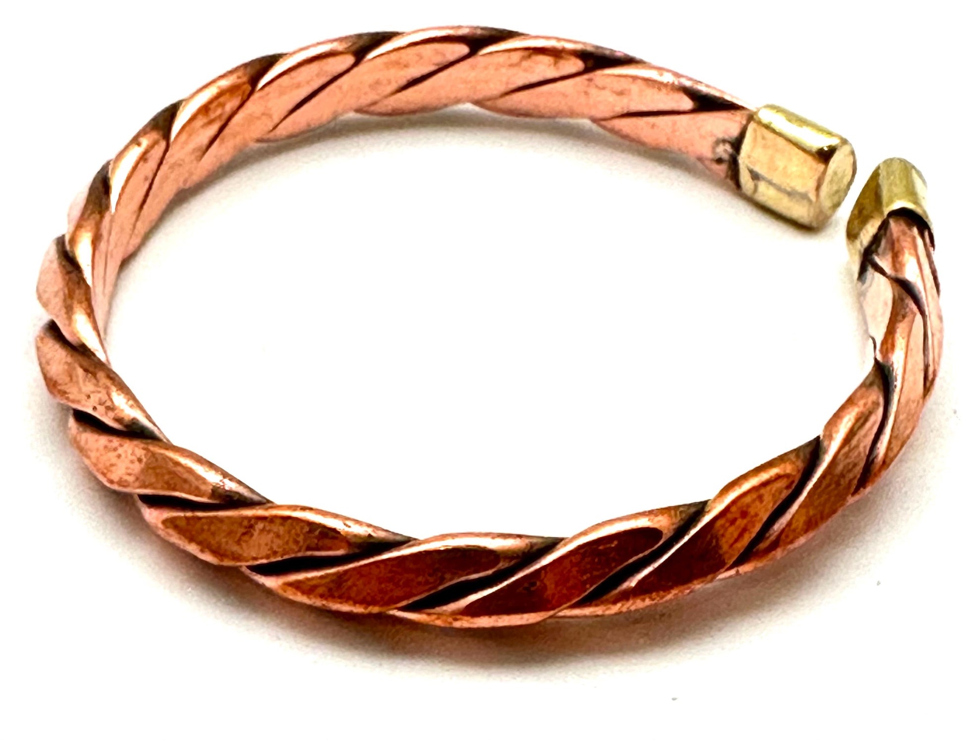 Handcrafted Solid Copper Twisted Bangle Bracelet, Adjustable