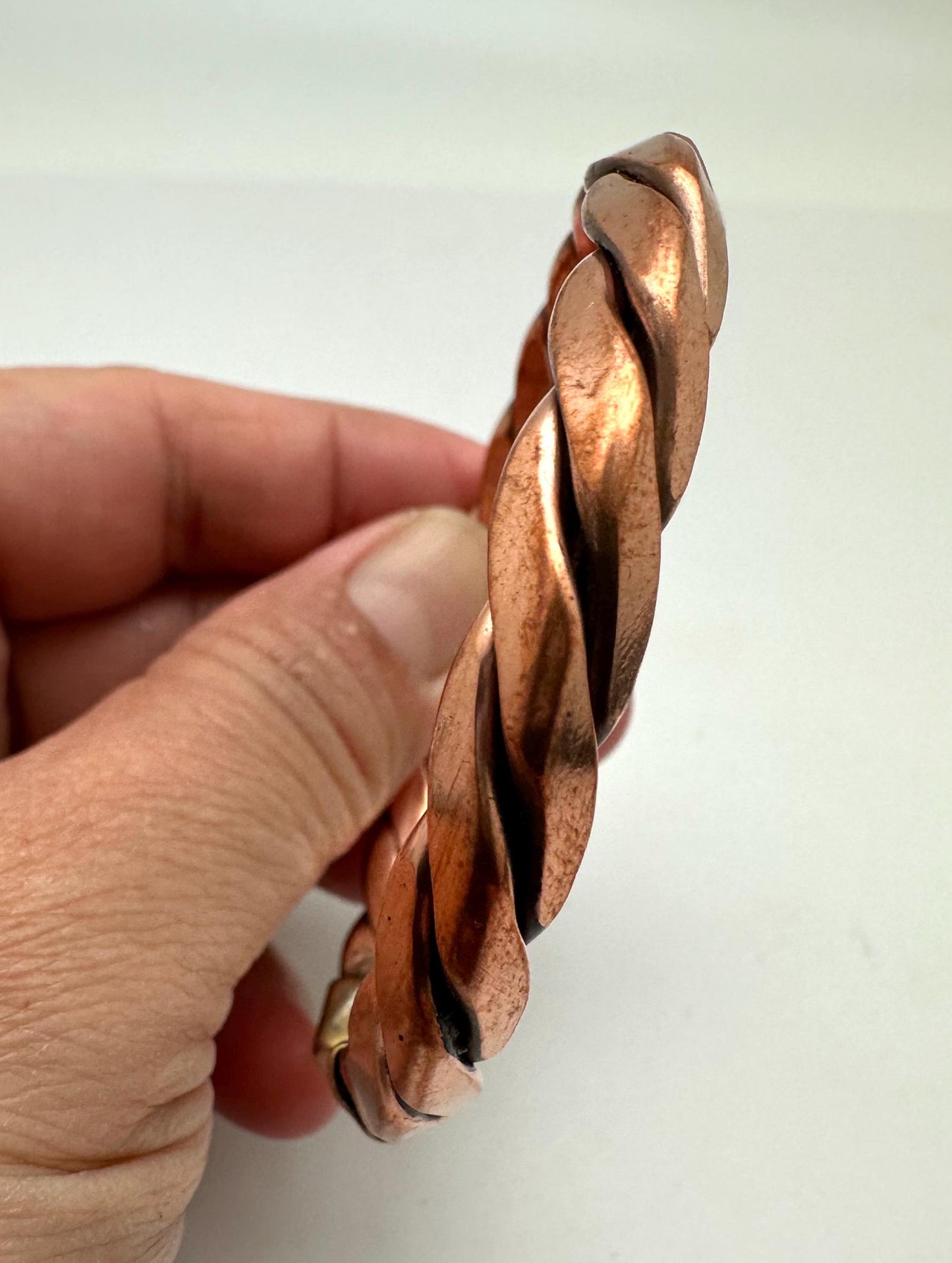 Handcrafted Solid Copper Twisted Bangle Bracelet, Adjustable