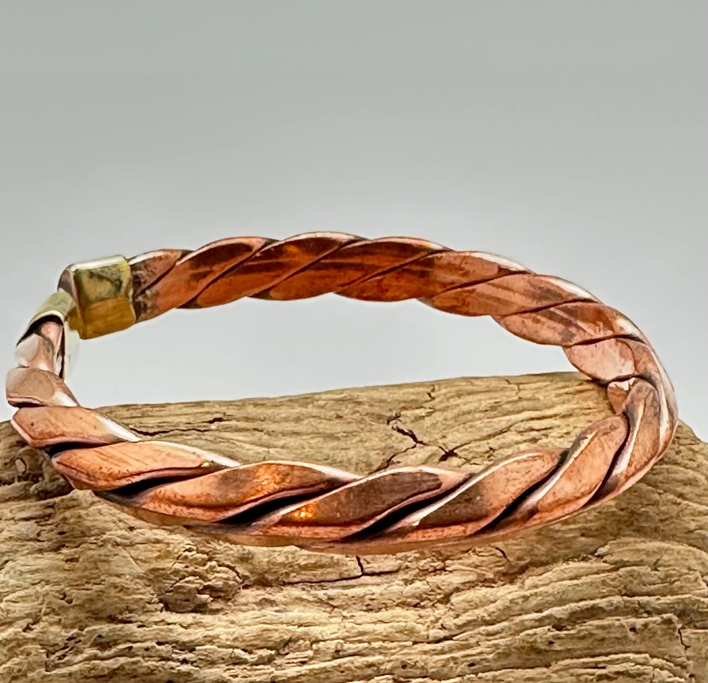 Handcrafted Solid Copper Twisted Bangle Bracelet, Adjustable