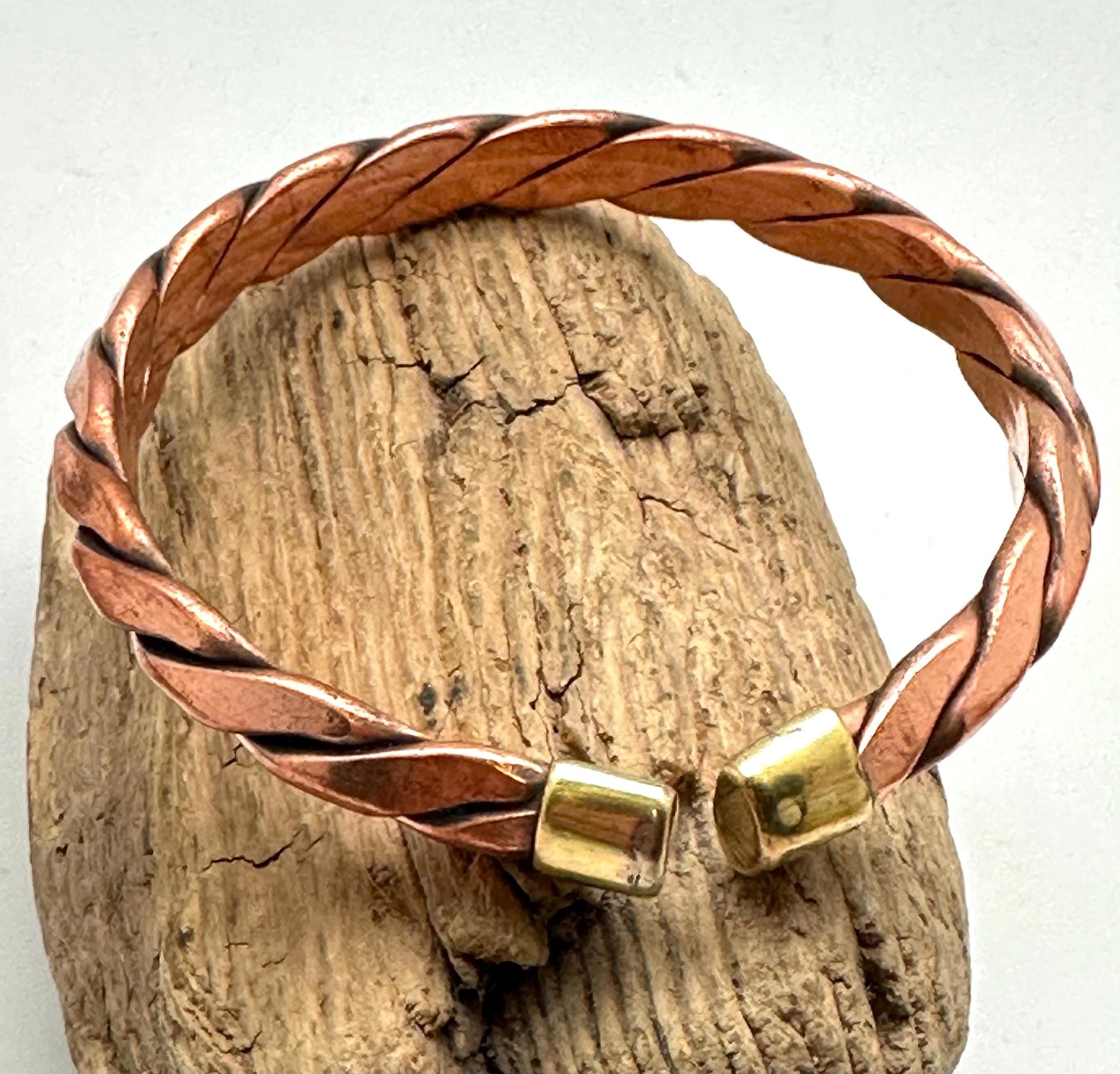 Handcrafted Solid Copper Twisted Bangle Bracelet, Adjustable