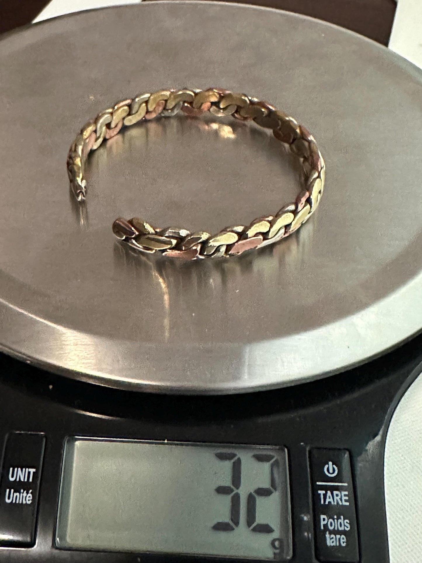 Handcrafted Copper Silver Brass Cuff Bangle, Adjustable