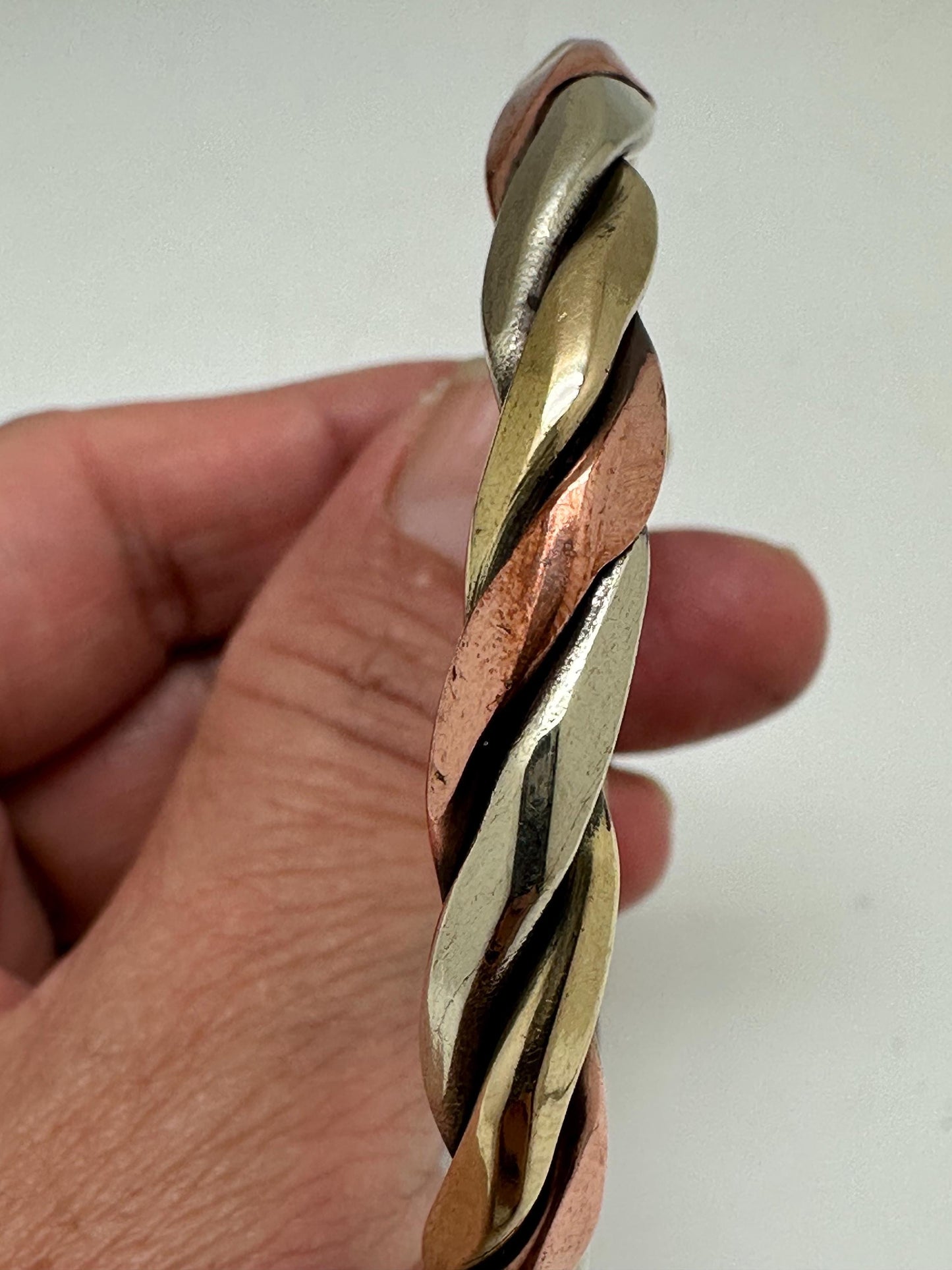 Handcrafted Twisted Metal Cuff Bracelet, Copper Brass Silver, Adjustable Bangle