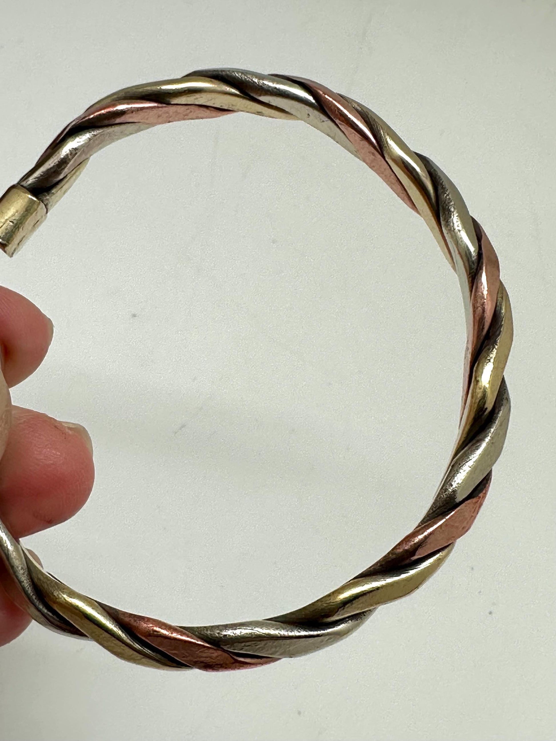 Handcrafted Twisted Metal Cuff Bracelet, Copper Brass Silver, Adjustable Bangle