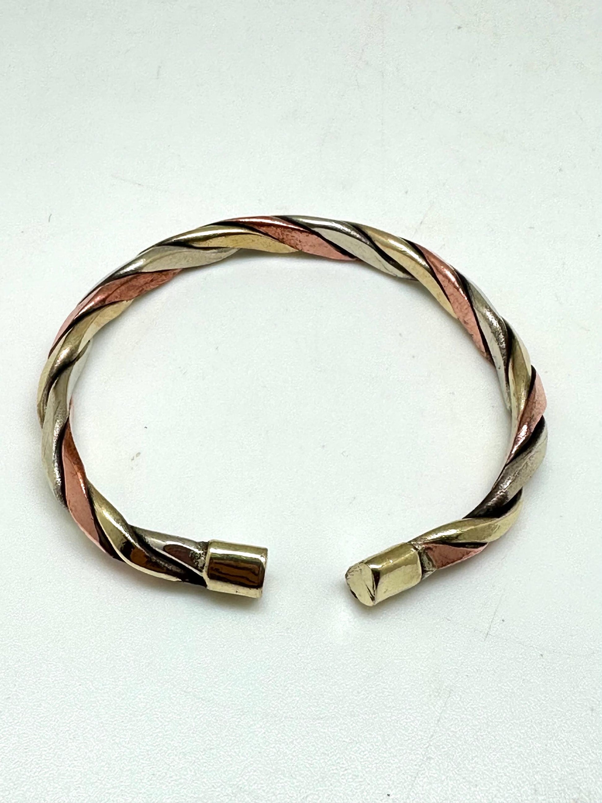 Handcrafted Twisted Metal Cuff Bracelet, Copper Brass Silver, Adjustable Bangle