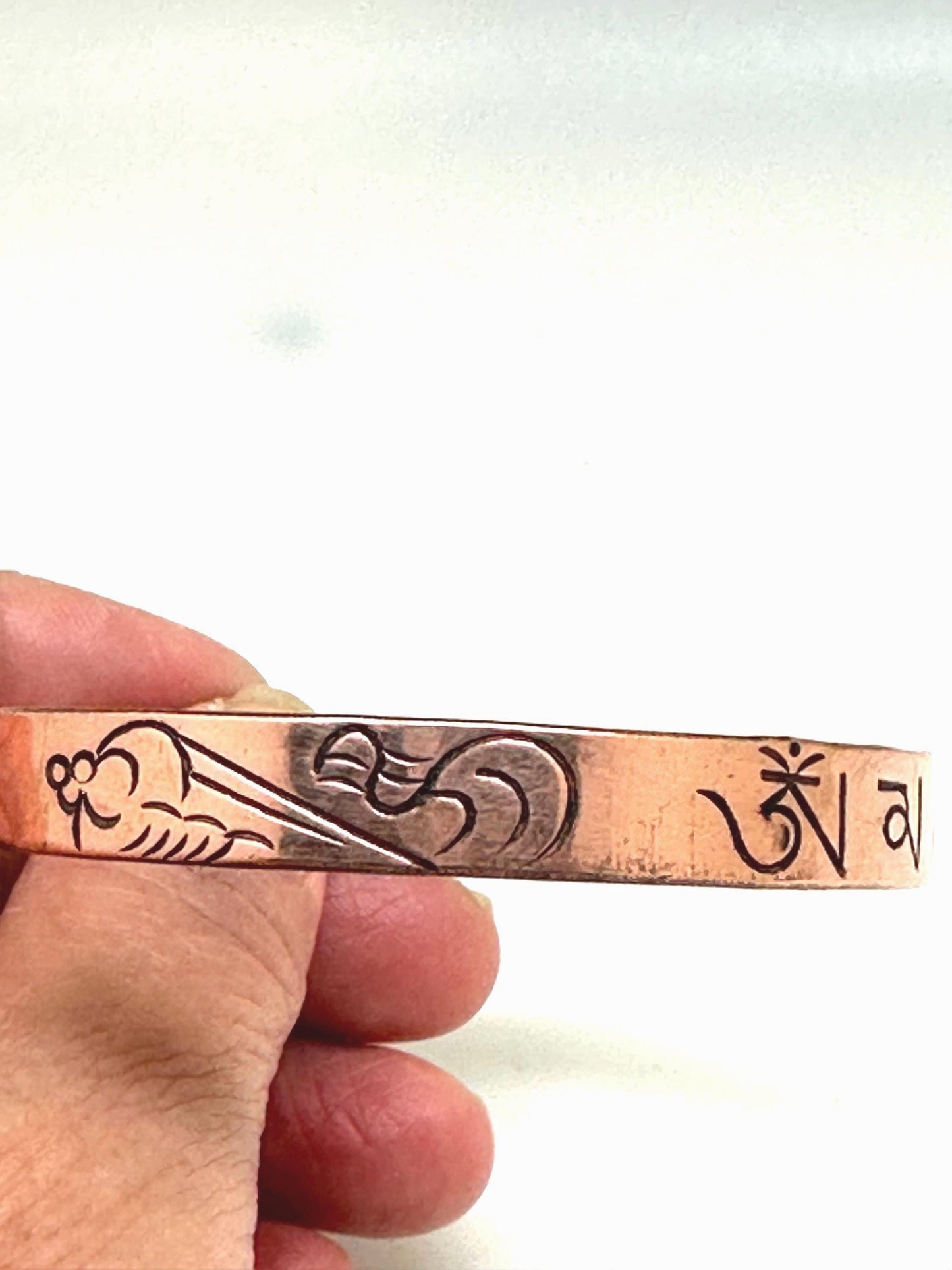 Handcrafted Copper Cuff Bracelet, Om Mani Padme Hum Mantra, Nepalese