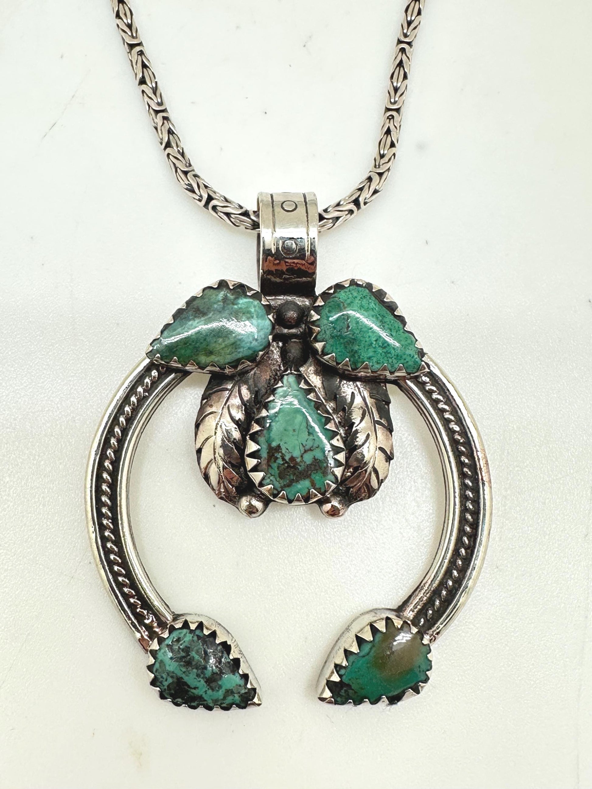 Blossom pendant, turquoise pendant, handcrafted,tibetan silver, 51.2mmX64.2mm