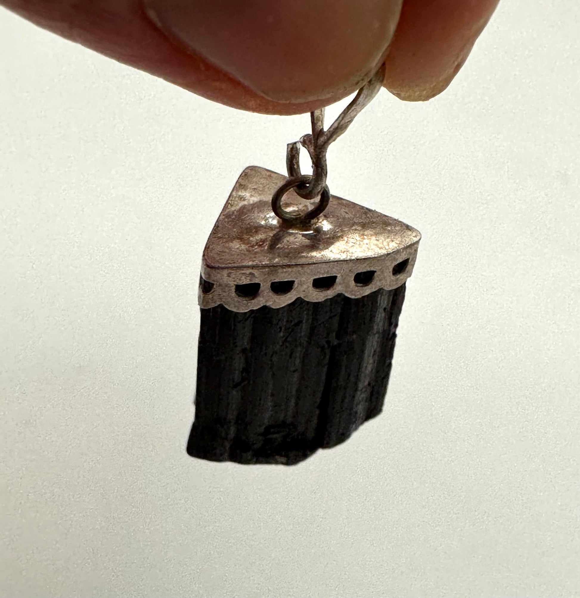 black tourmaline pendant, handcrafted ,sterling silver,39mmX16.6mm