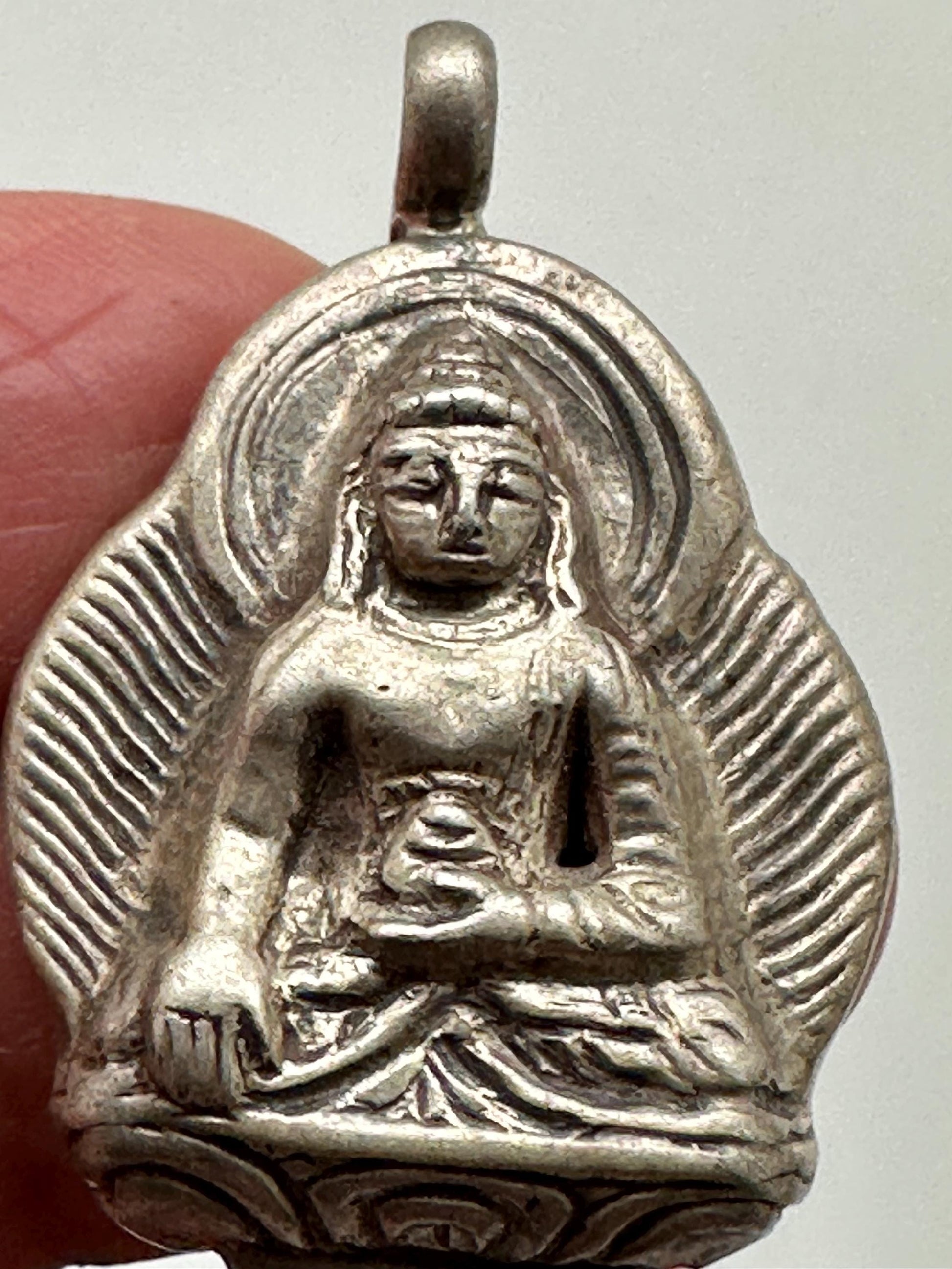 Buddha pendant, handcrafted, sterling silver, amulet, meditation