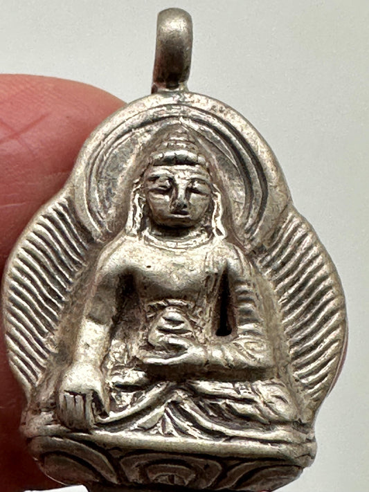 Buddha pendant, handcrafted, sterling silver, amulet, meditation