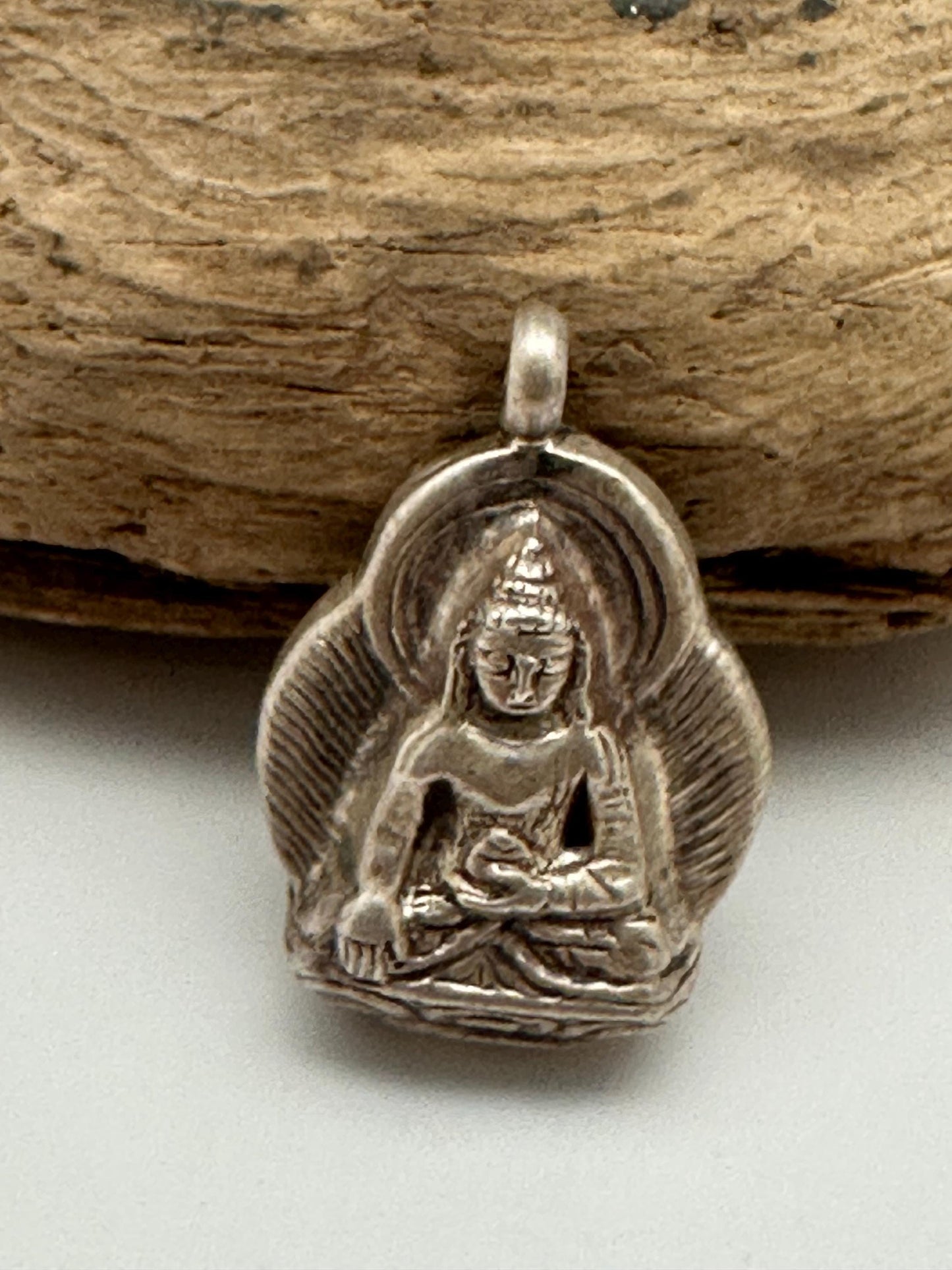 Buddha pendant, handcrafted, sterling silver, amulet, meditation