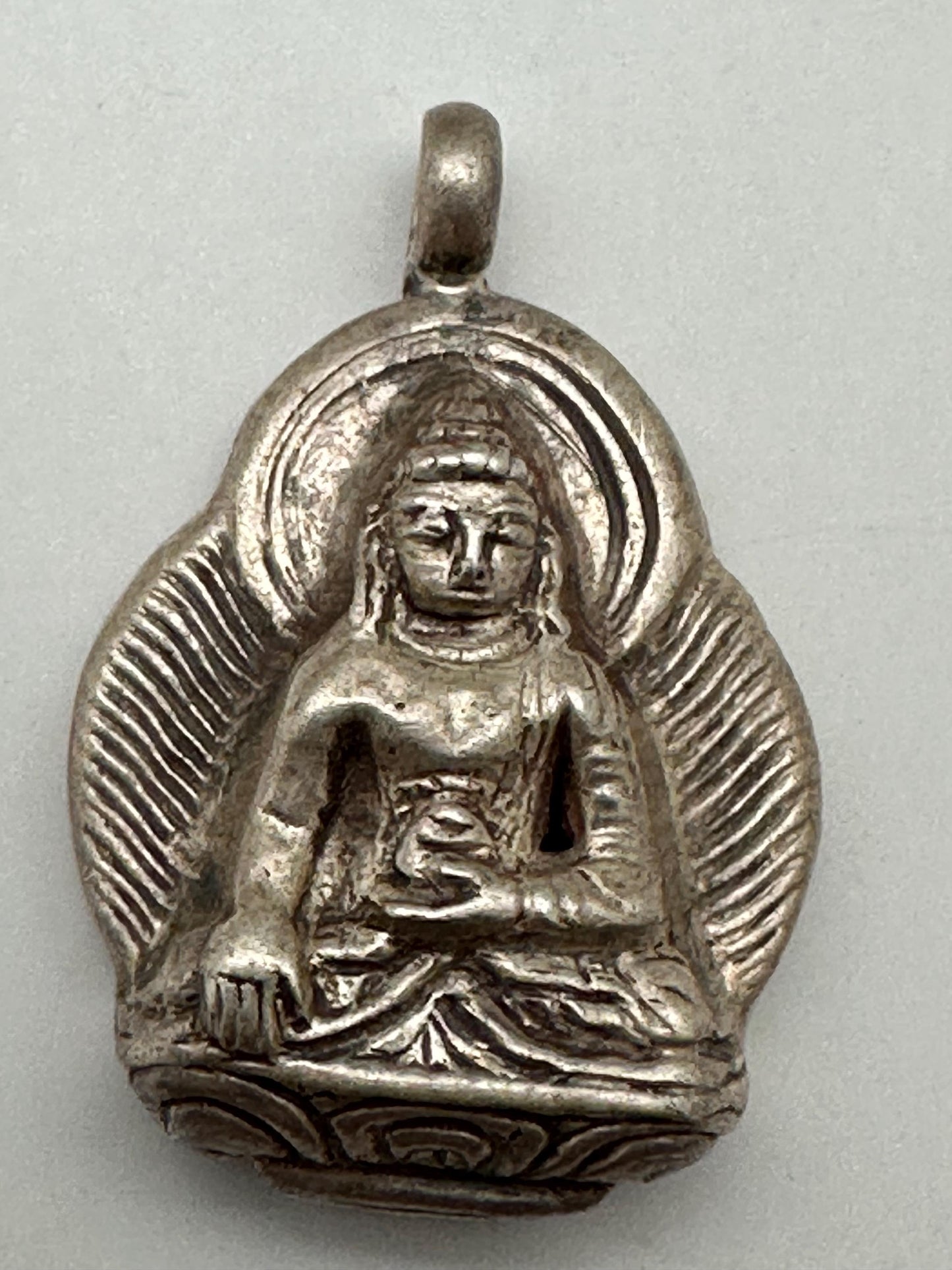 Buddha pendant, handcrafted, sterling silver, amulet, meditation
