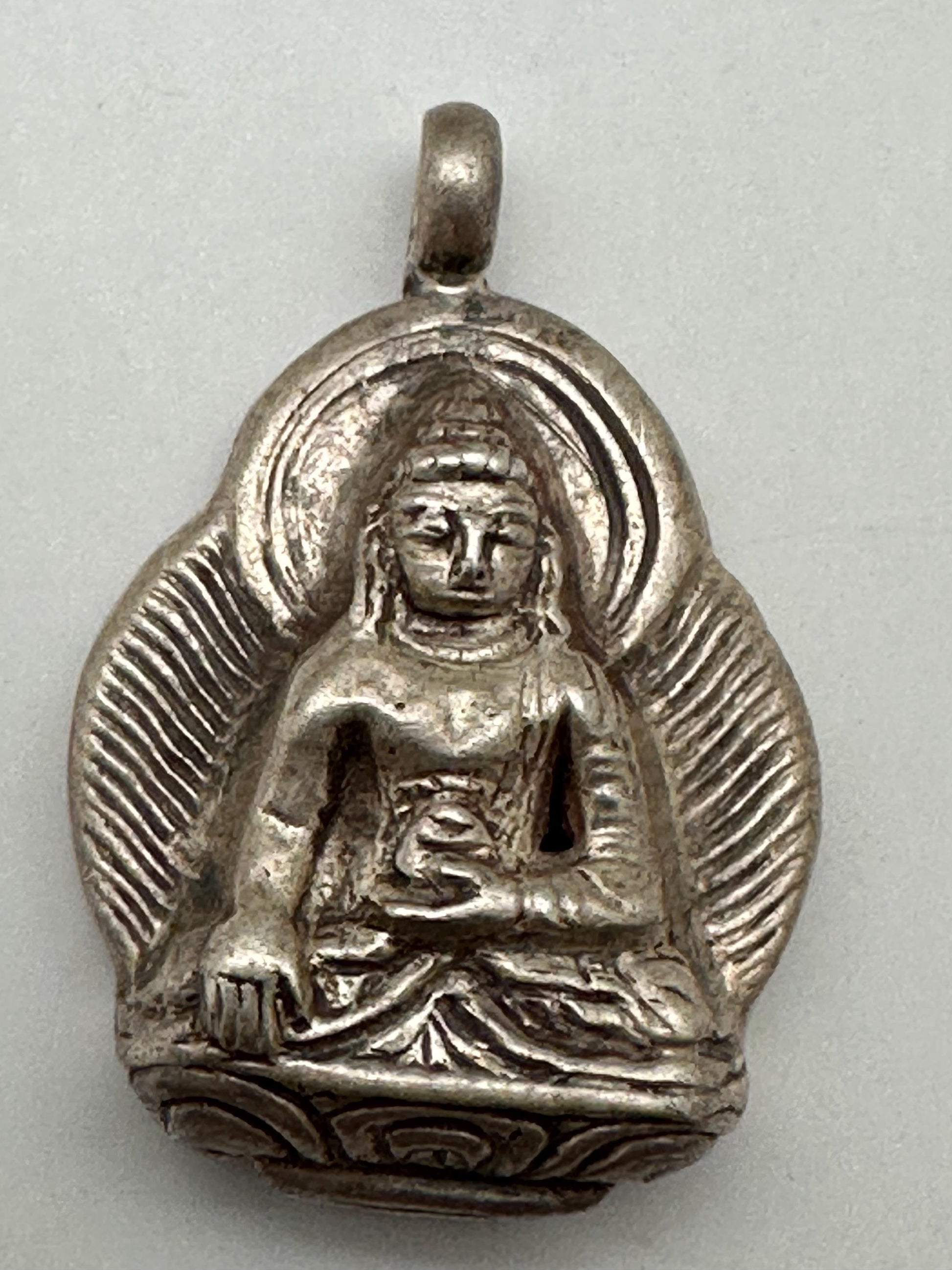 Buddha pendant, handcrafted, sterling silver, amulet, meditation