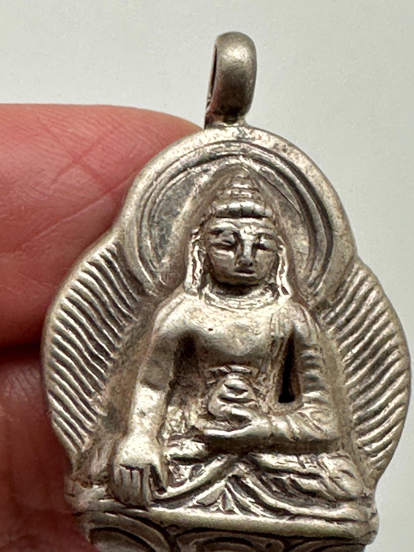 Buddha pendant, handcrafted, sterling silver, amulet, meditation