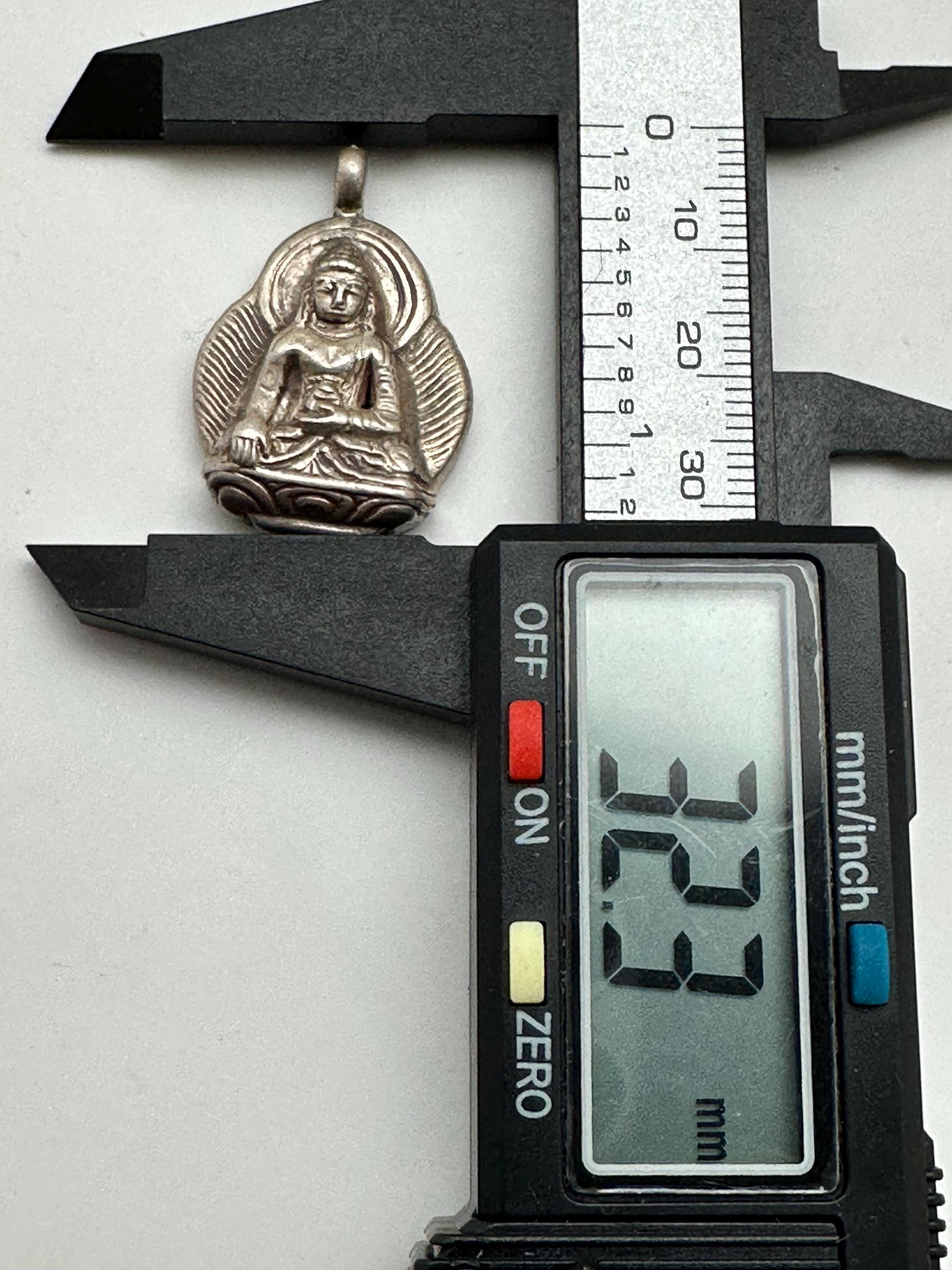 Buddha pendant, handcrafted, sterling silver, amulet, meditation