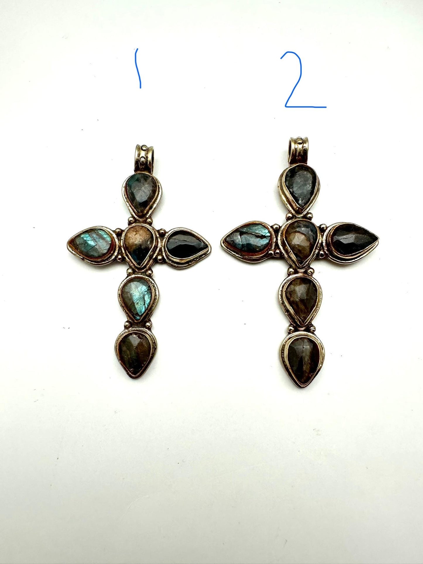 labradorite cross pendant, master handcrafted, Tibetan repousse silver,