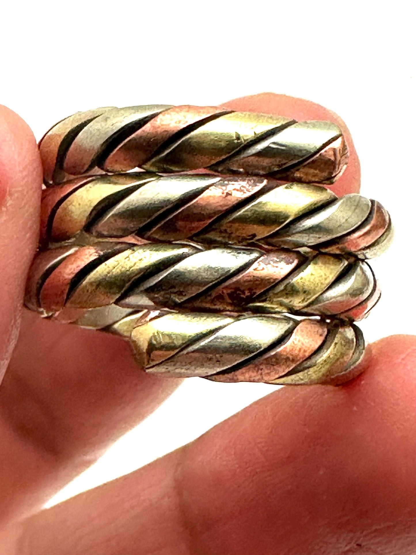 Twisted metal ring, copper, brass, silver ring, handcrafted, adjustable
