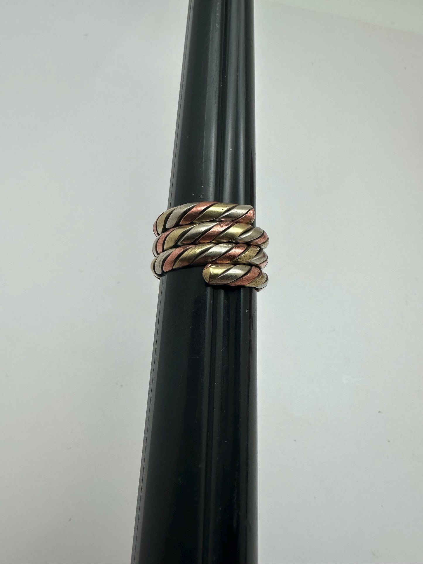 Twisted metal ring, copper, brass, silver ring, handcrafted, adjustable