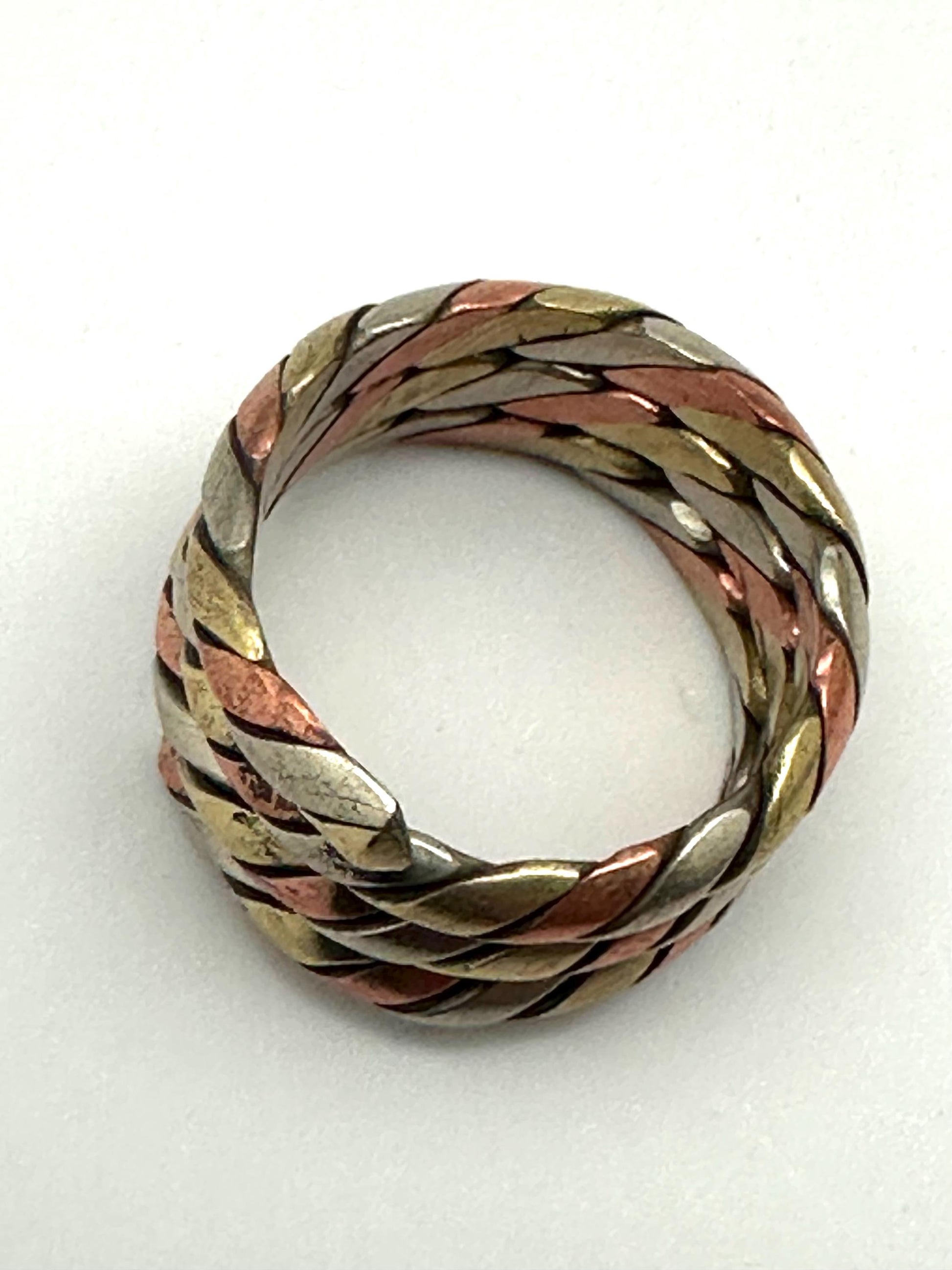 Twisted metal ring, copper, brass, silver ring, handcrafted, adjustable