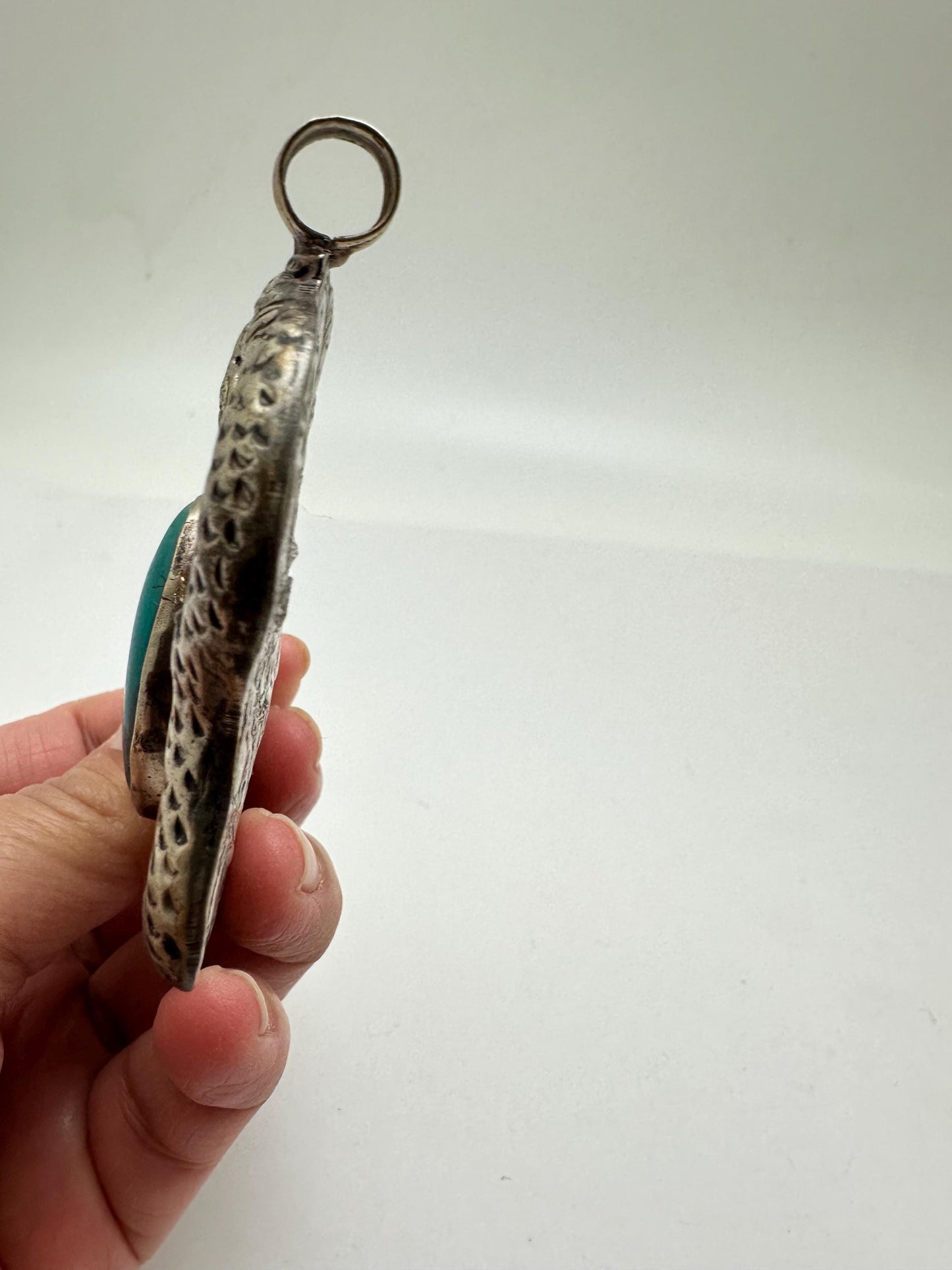 Large dragon pendant,howlite turquoise , handcrafted,Tibetan silver,Nepalese