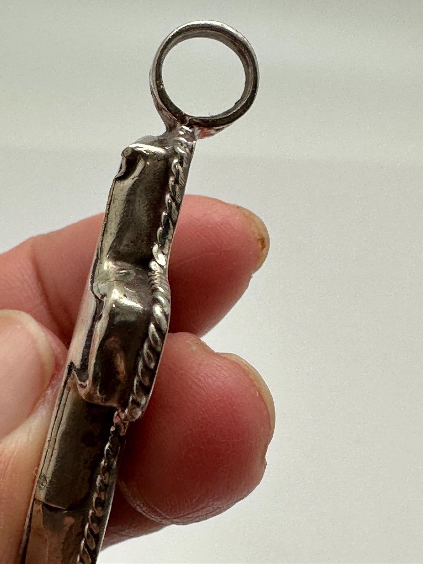 Cross pendant,Bone carved cross, handcrafted, Tibetan silver,53mmX26.6mm