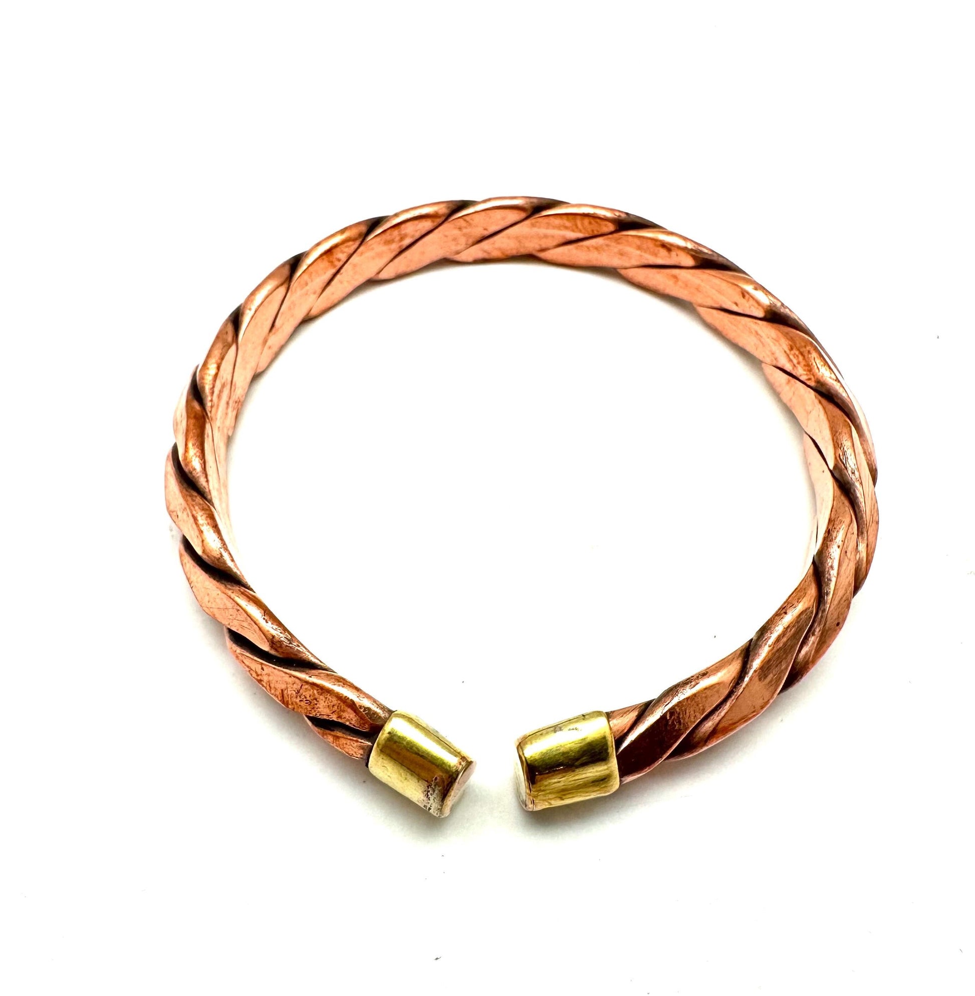 Handcrafted Solid Copper Twisted Bangle Bracelet, Adjustable