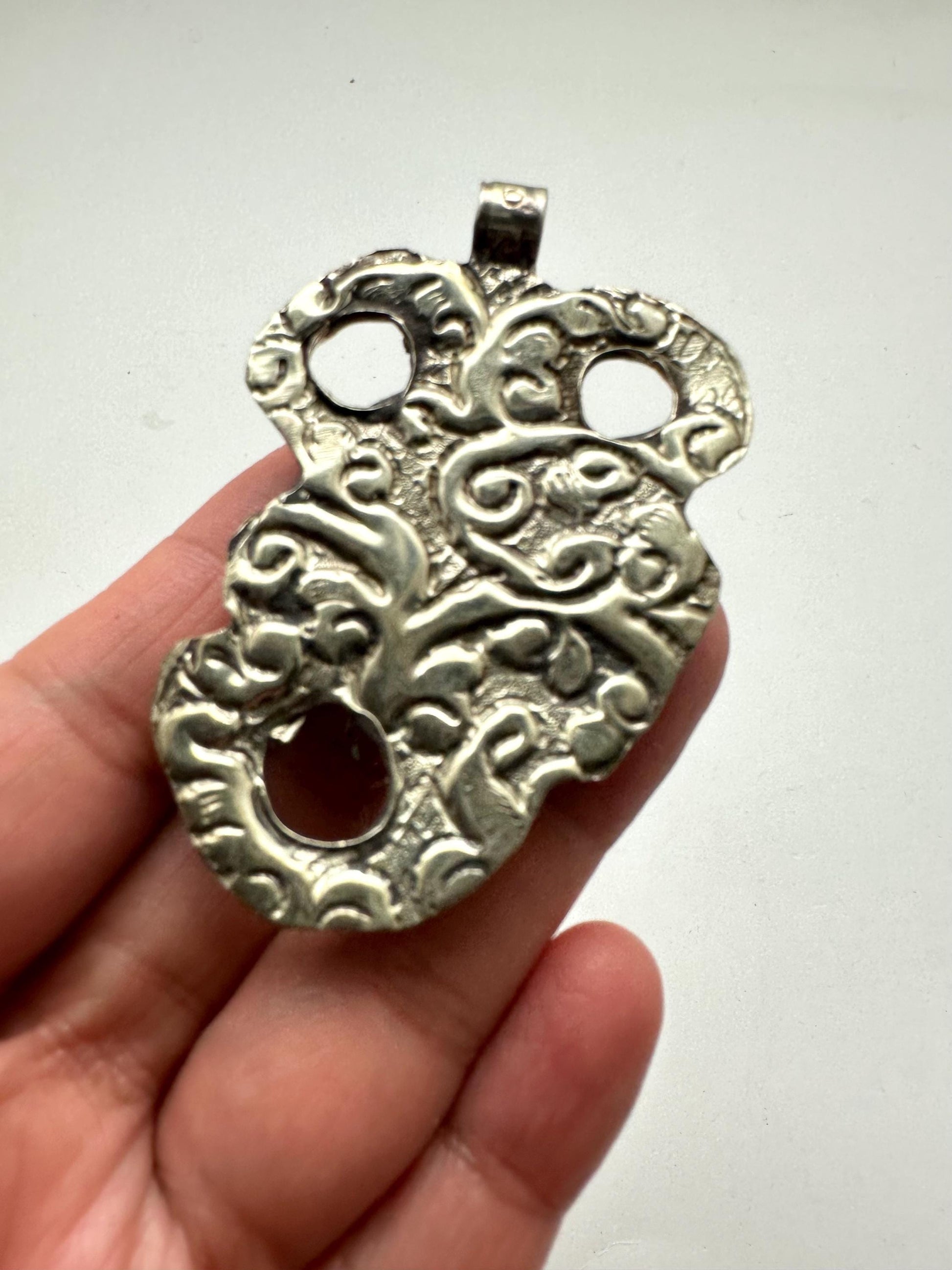 Scorpion pendant,handcrafted, Tibetan silver,resin coral ,61.4mmX41.8mm