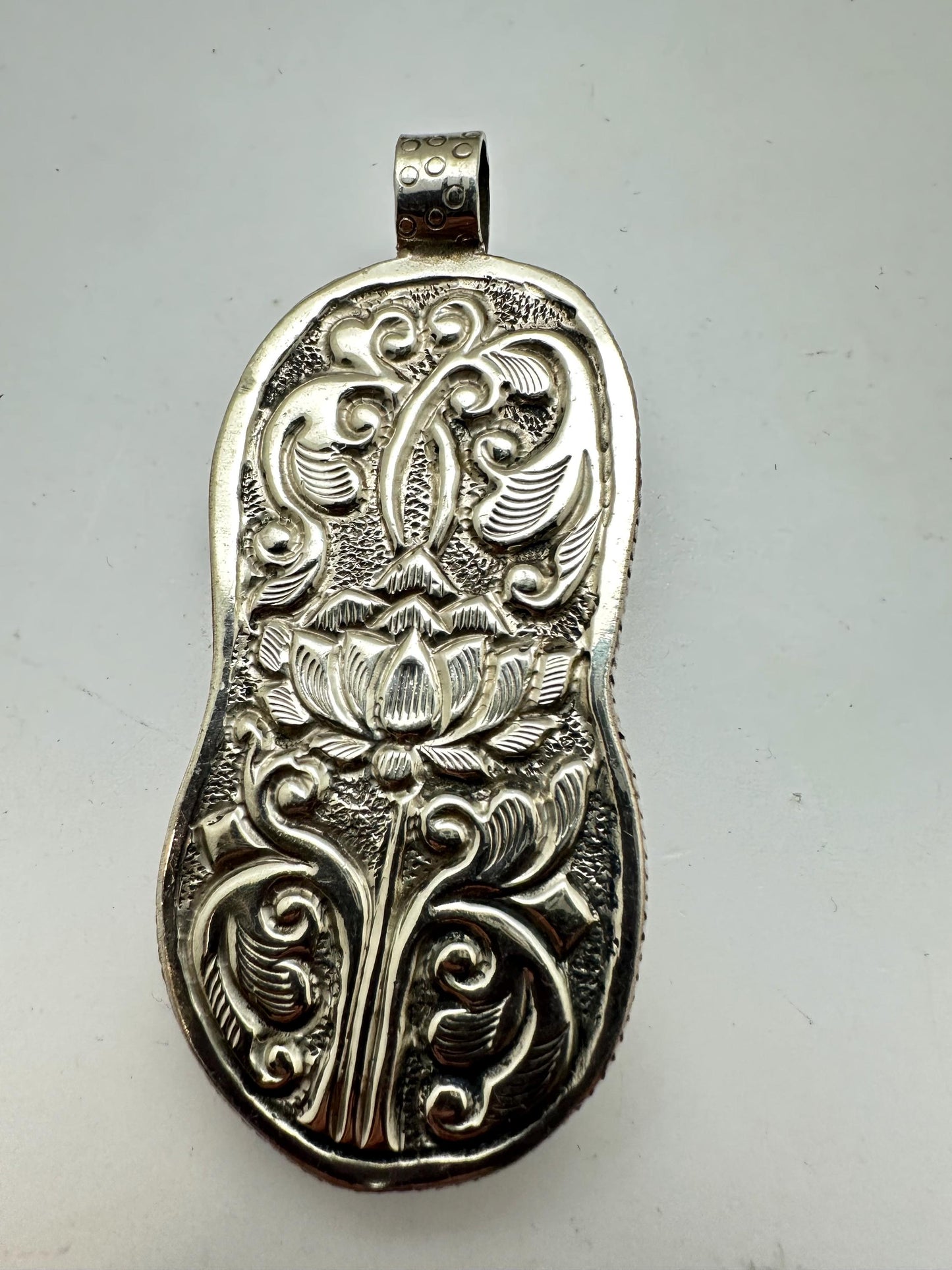 Mermaid pendant,handcrafted, Tibetan silver,bone carved,75mmX33.8mm, weighs about 30gm