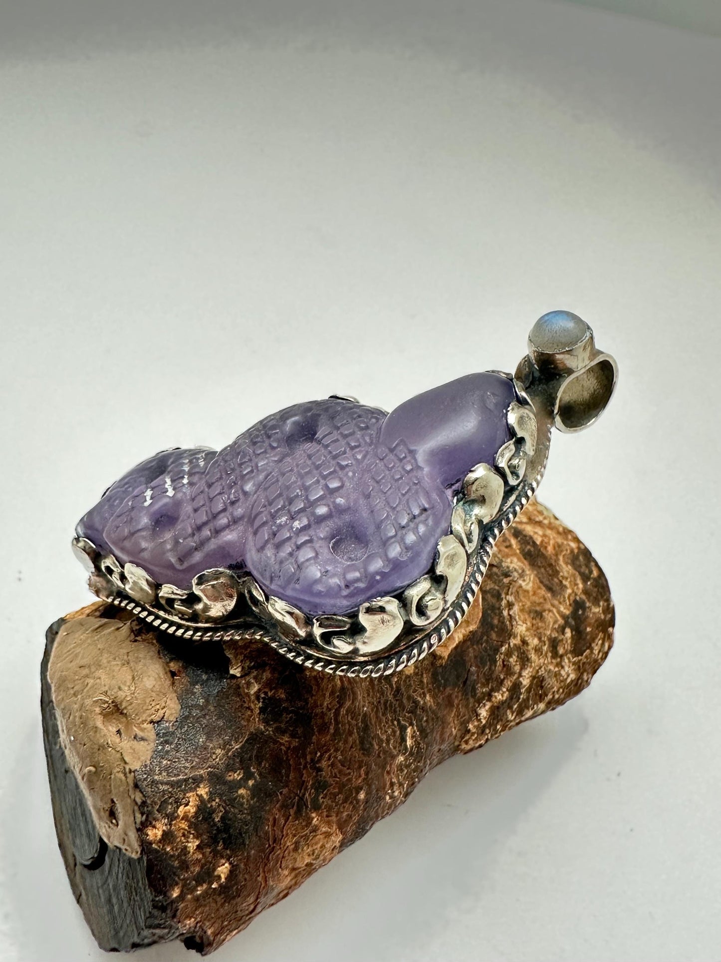 Snake pendant, fluorite carved , handcrafted, Tibetan silver,labradorite,61.7mmX33.8mm