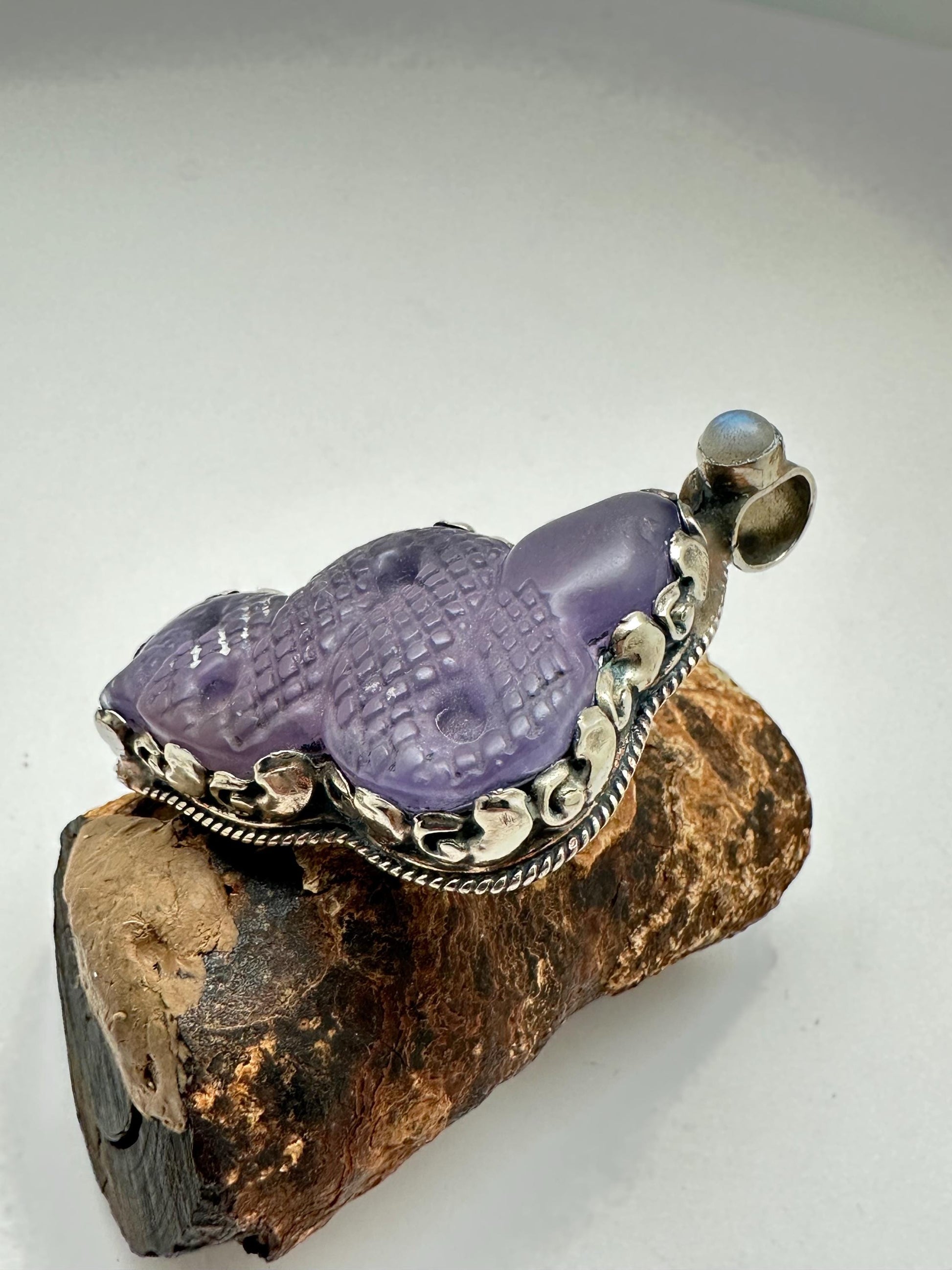 Snake pendant, fluorite carved , handcrafted, Tibetan silver,labradorite,61.7mmX33.8mm