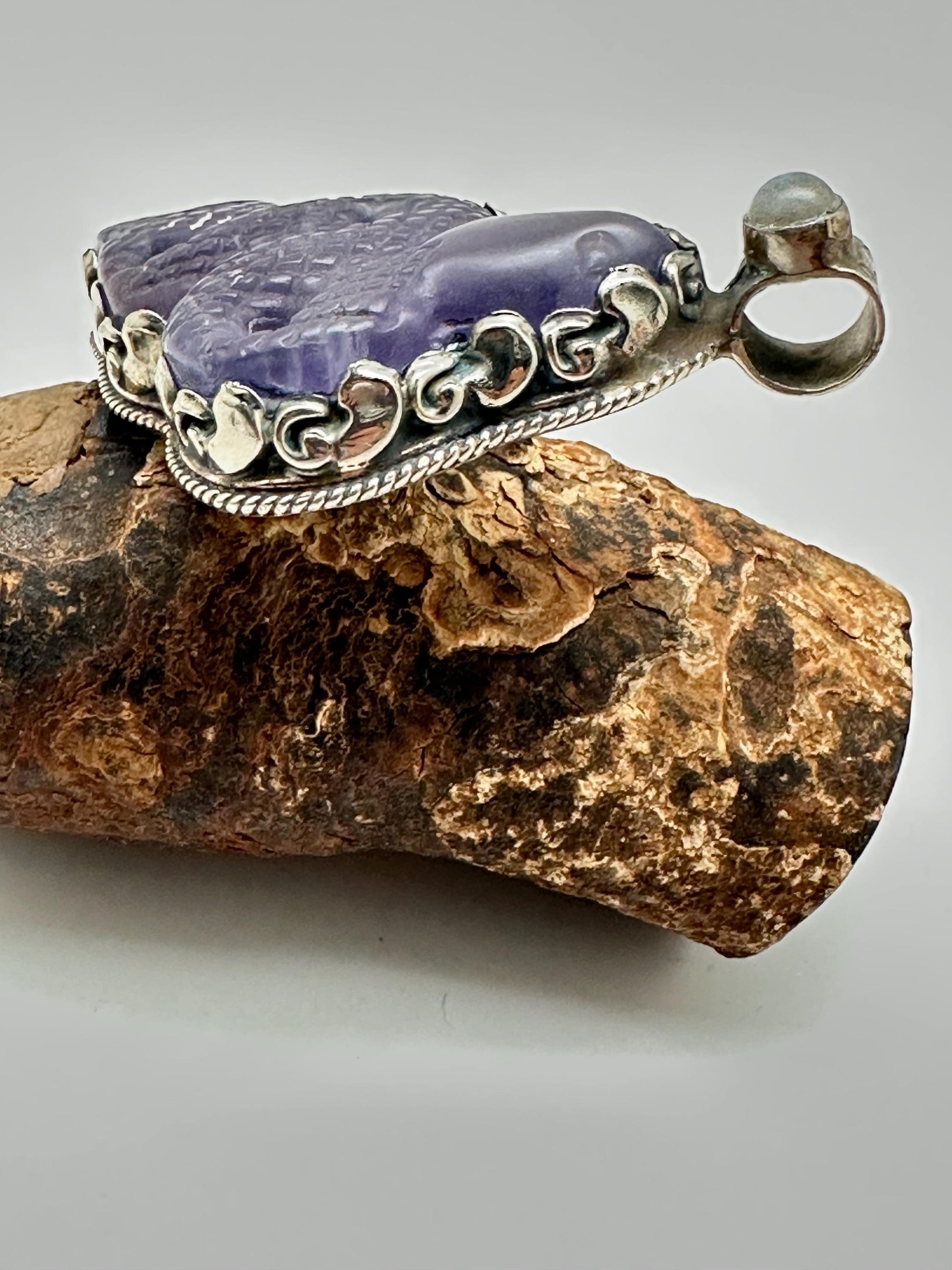 Snake pendant, fluorite carved , handcrafted, Tibetan silver,labradorite,61.7mmX33.8mm