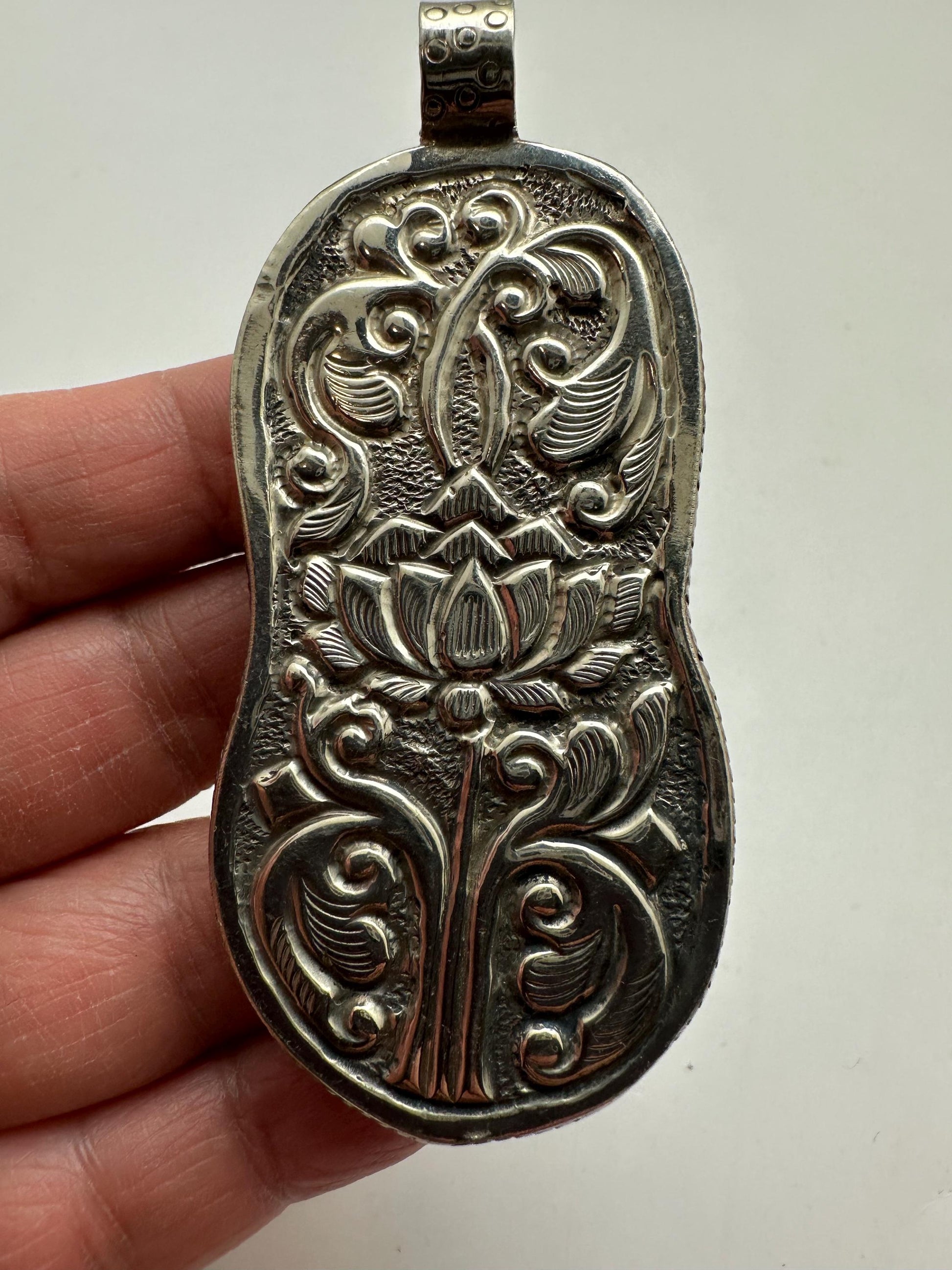Mermaid pendant,handcrafted, Tibetan silver,bone carved,75mmX33.8mm, weighs about 30gm