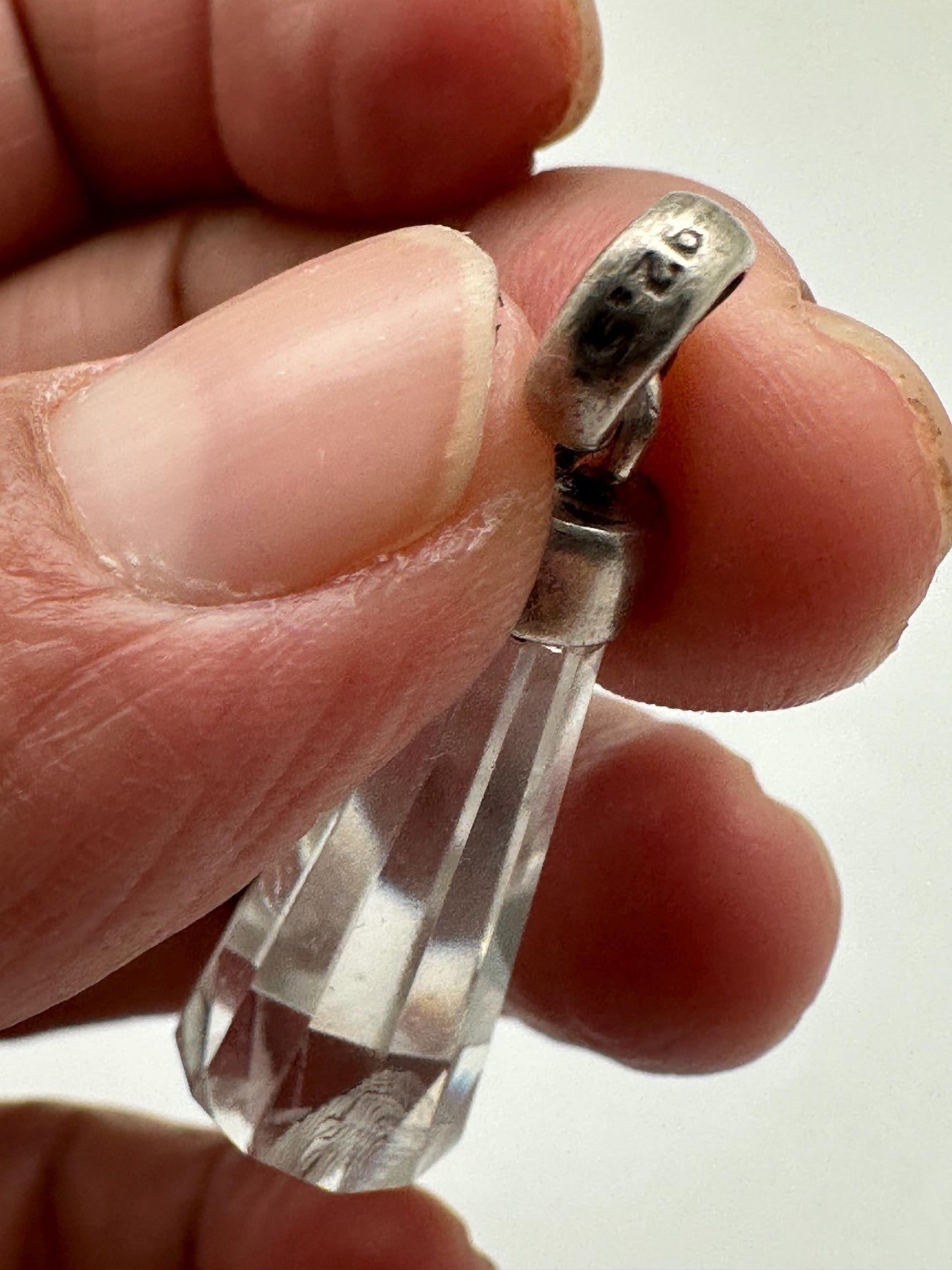 Quartz crystal pendant,point pendant ,handcrafted,sterling silver