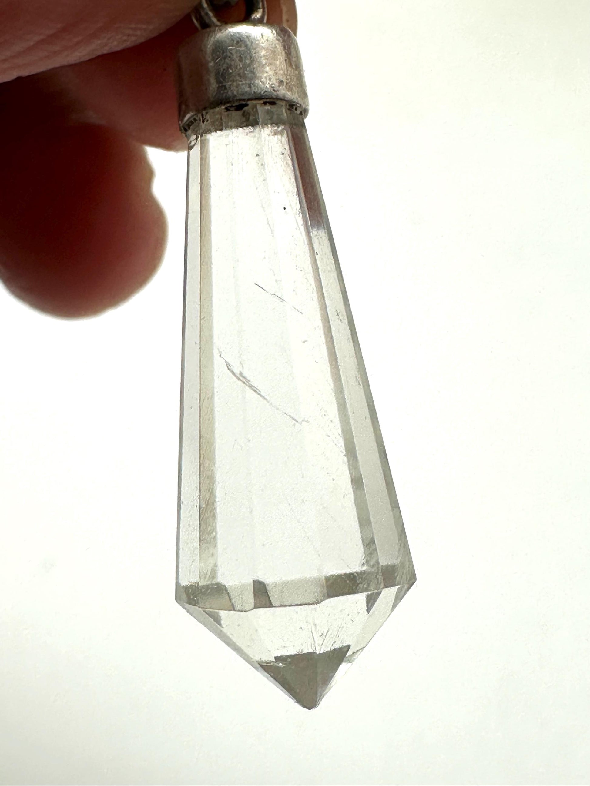 Quartz crystal pendant,point pendant ,handcrafted,sterling silver
