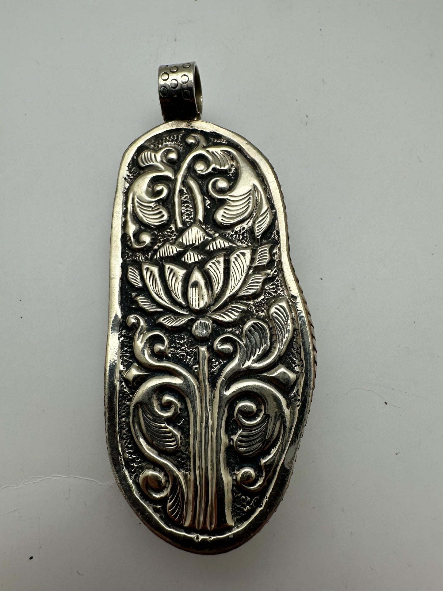 Bone carved mermaid and dolphin pendant, handcrafted, Tibetan silver,Nepalese,78mmX32mm