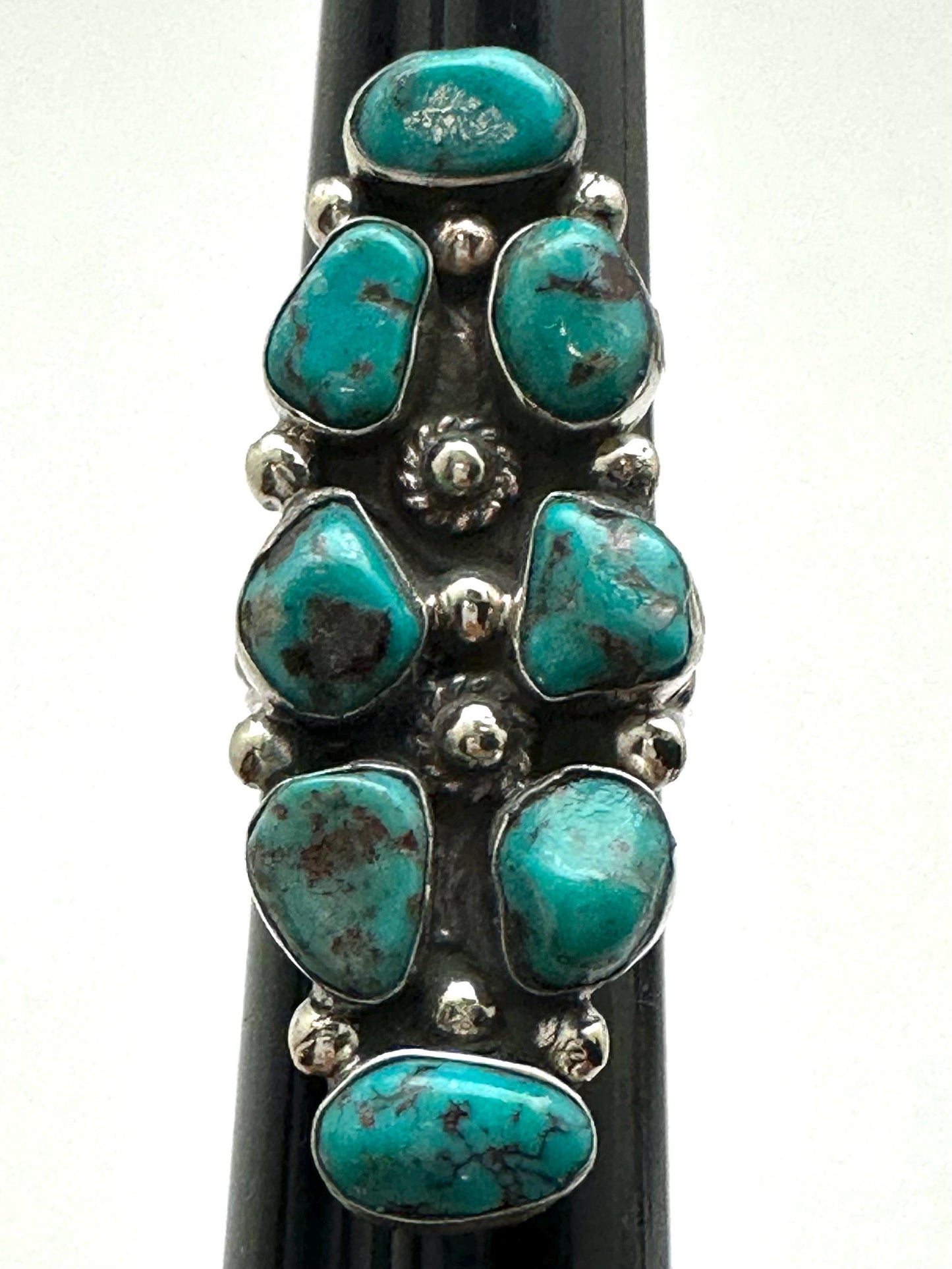 Turquoise ring, handcrafted, adjustable, Tibetan silver, ethnic style,Nepalese,49mmX19mm