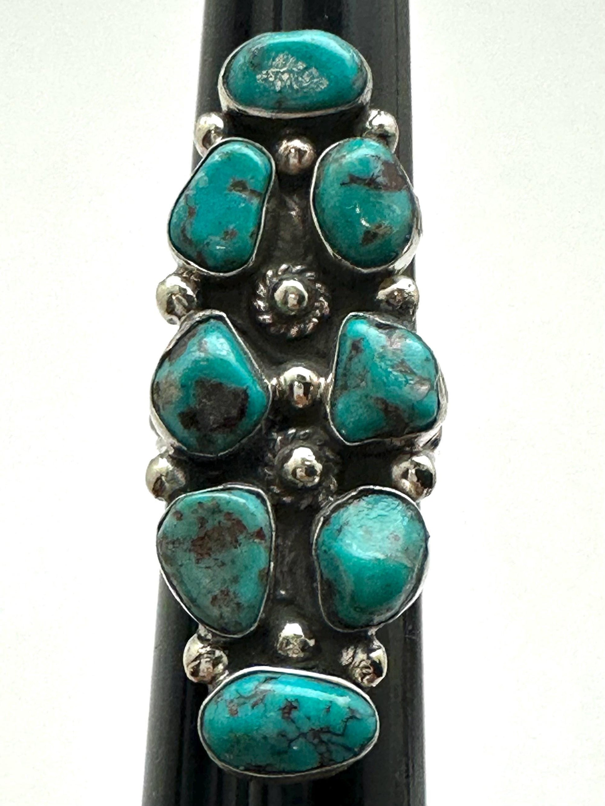 Turquoise ring, handcrafted, adjustable, Tibetan silver, ethnic style,Nepalese,49mmX19mm